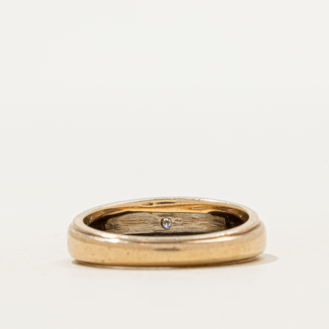 Two Tone Diamond Floral Engraved Band | SZ 5.5