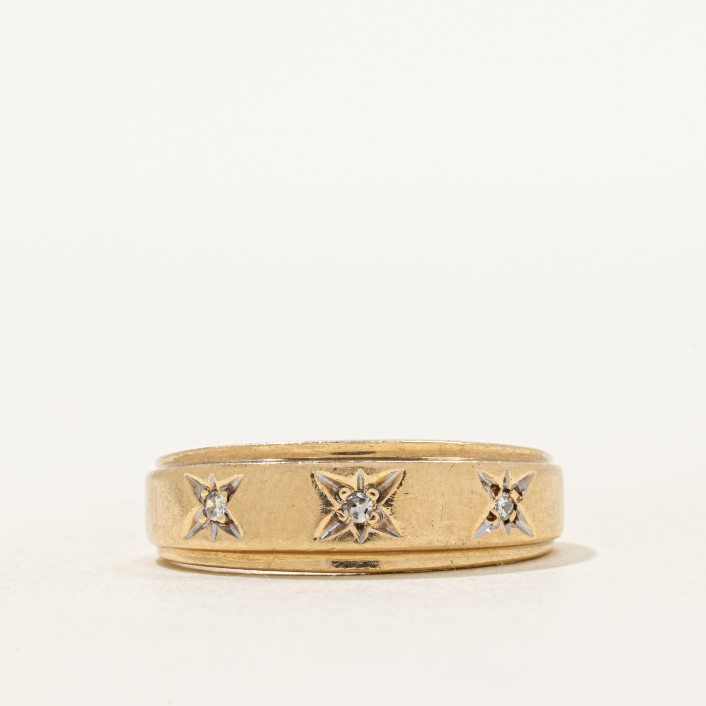 Star Set Three Stone Diamond Band | SZ 6.25