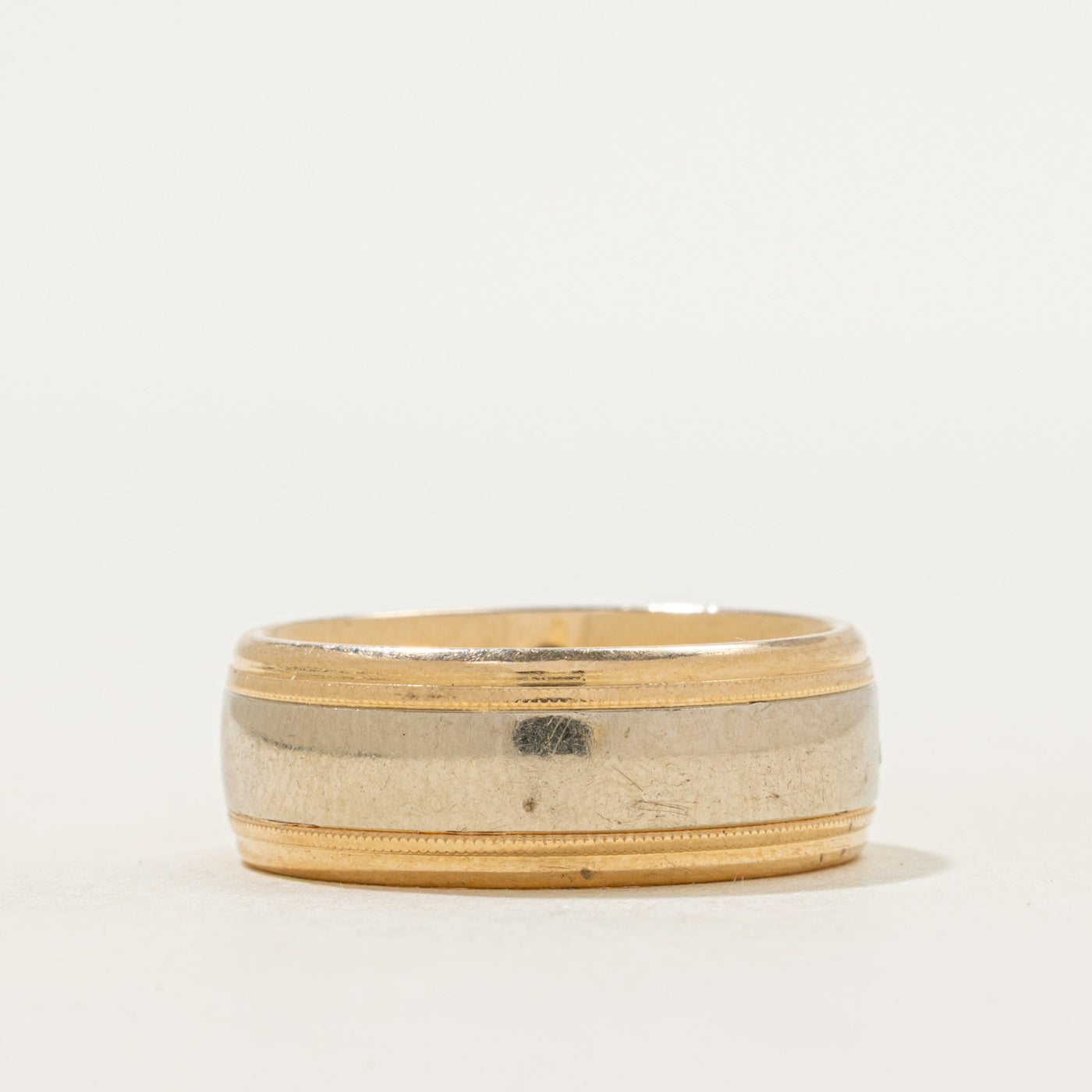 Two Tone Flush Set Diamond Band | 7.60mm | SZ 7.75
