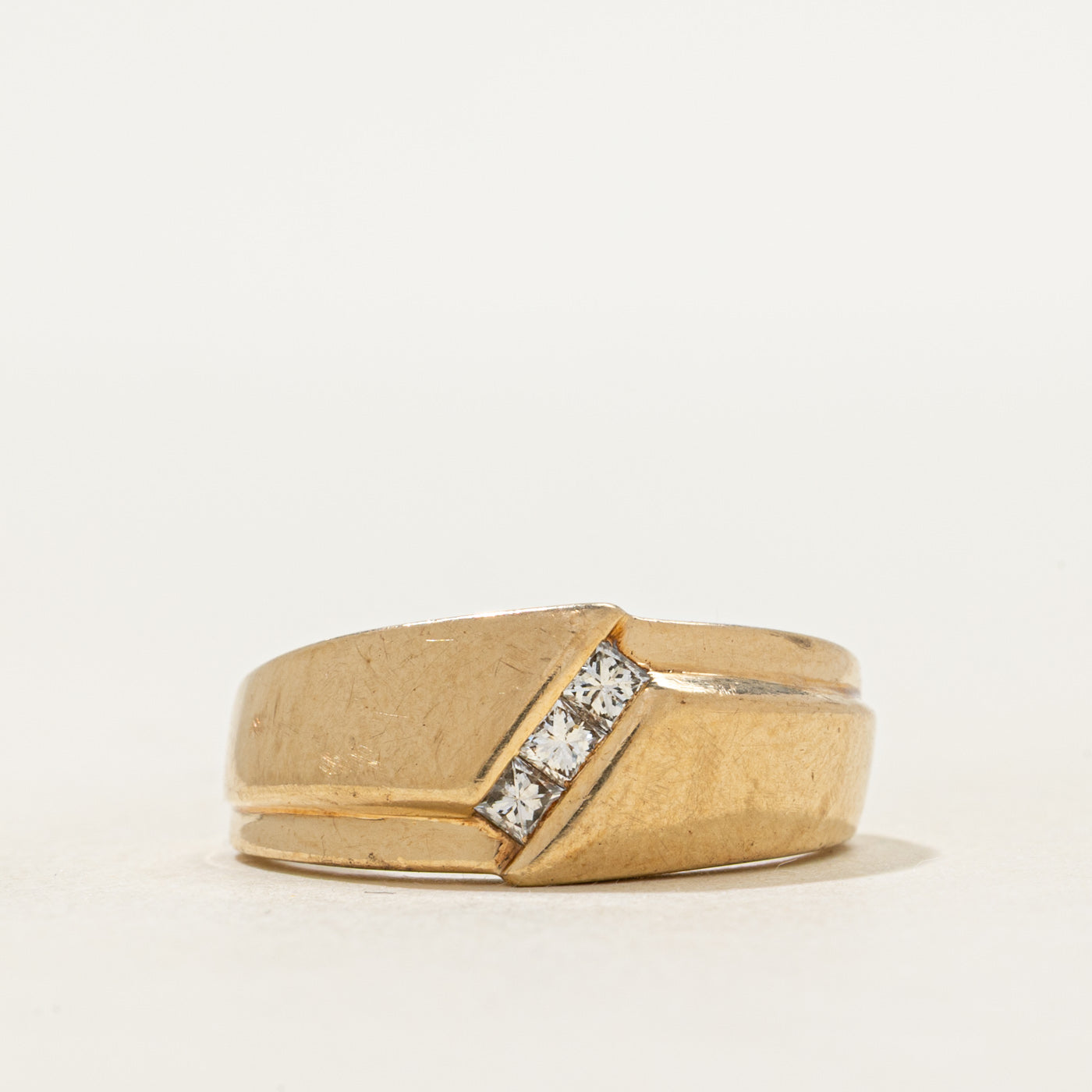 Three Stone Diagonal Princess Cut Diamond Band | SZ 6