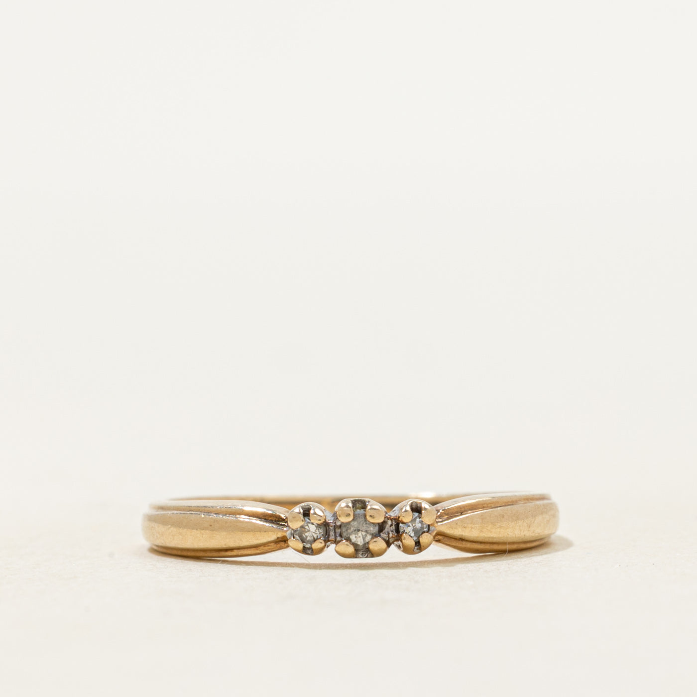 Yellow Gold Three Stone Diamond Petite Band | SZ 5.5