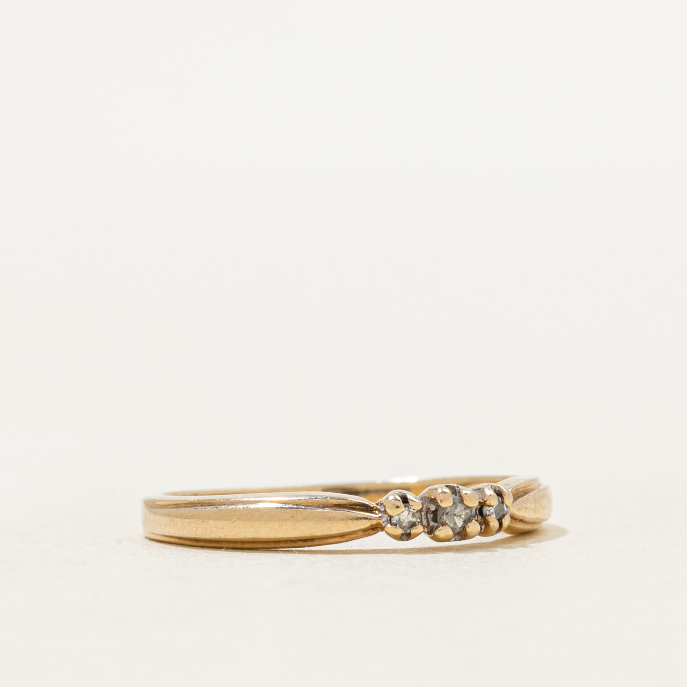 Yellow Gold Three Stone Diamond Petite Band | SZ 5.5