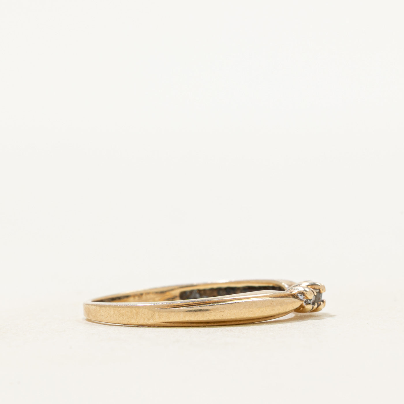 Yellow Gold Three Stone Diamond Petite Band | SZ 5.5