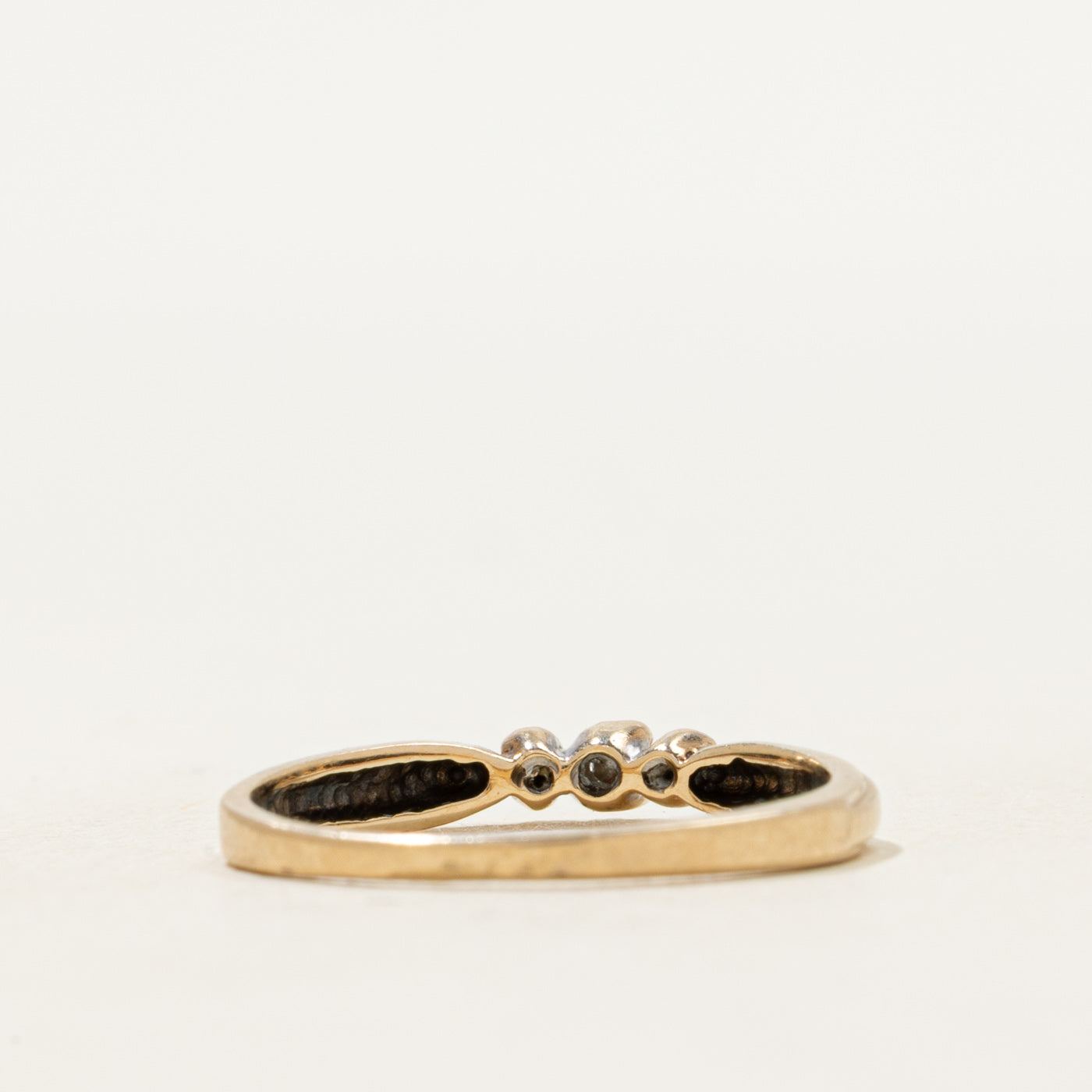 Yellow Gold Three Stone Diamond Petite Band | SZ 5.5