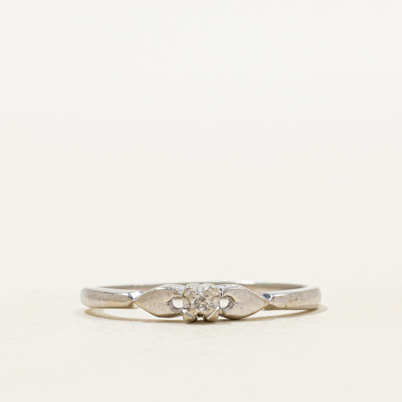 White Gold Diamond Petite Heart Ring | SZ 5