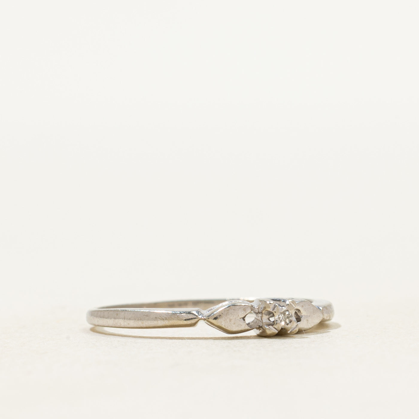 White Gold Diamond Petite Heart Ring | SZ 5