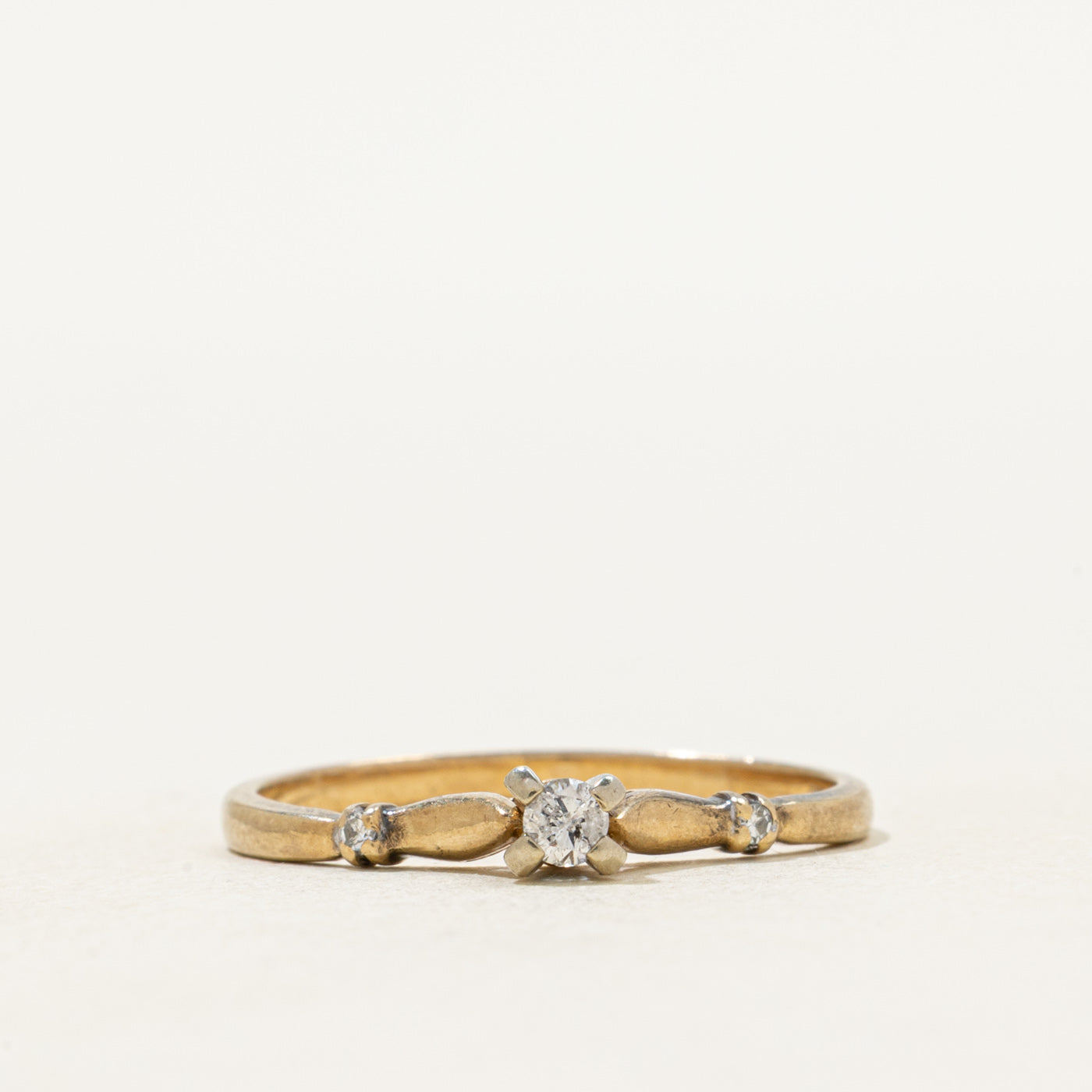 Yellow Gold High Set Diamond Petite Ring | SZ 6.25