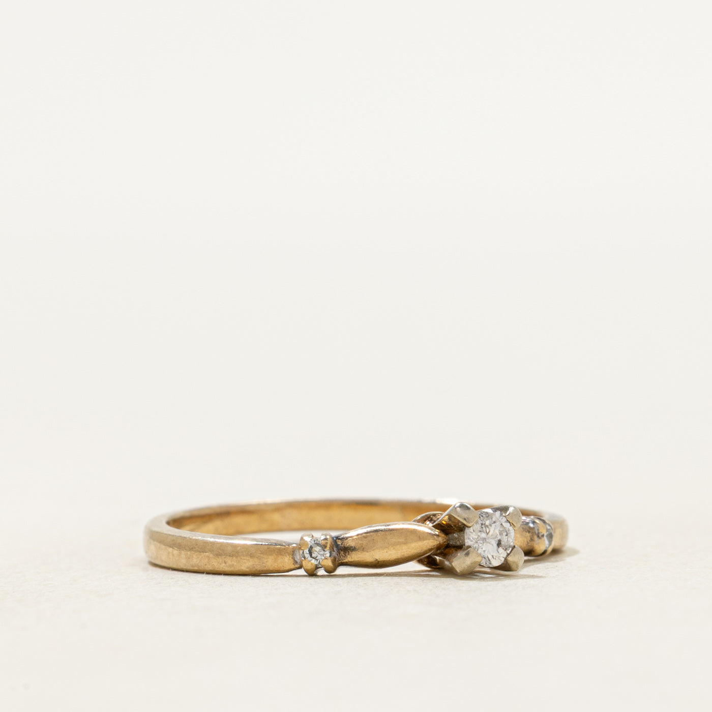 Yellow Gold High Set Diamond Petite Ring | SZ 6.25