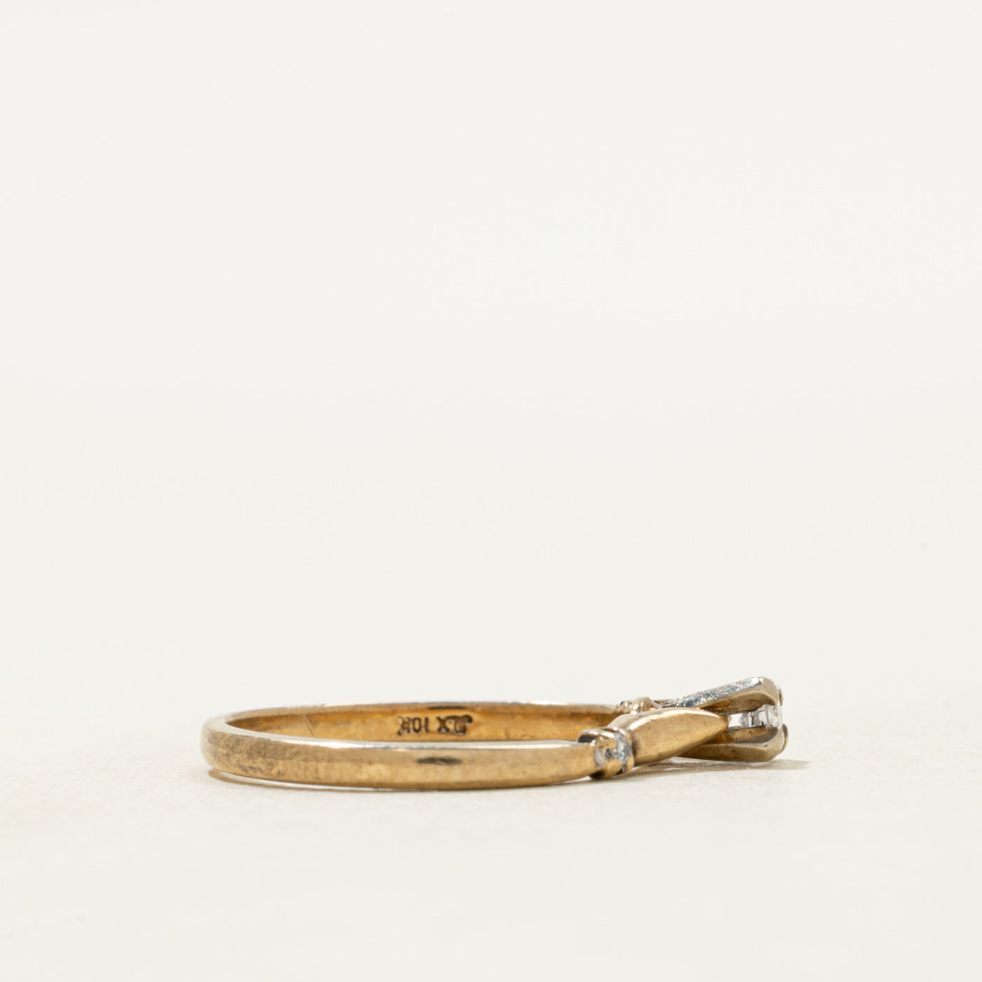 Yellow Gold High Set Diamond Petite Ring | SZ 6.25