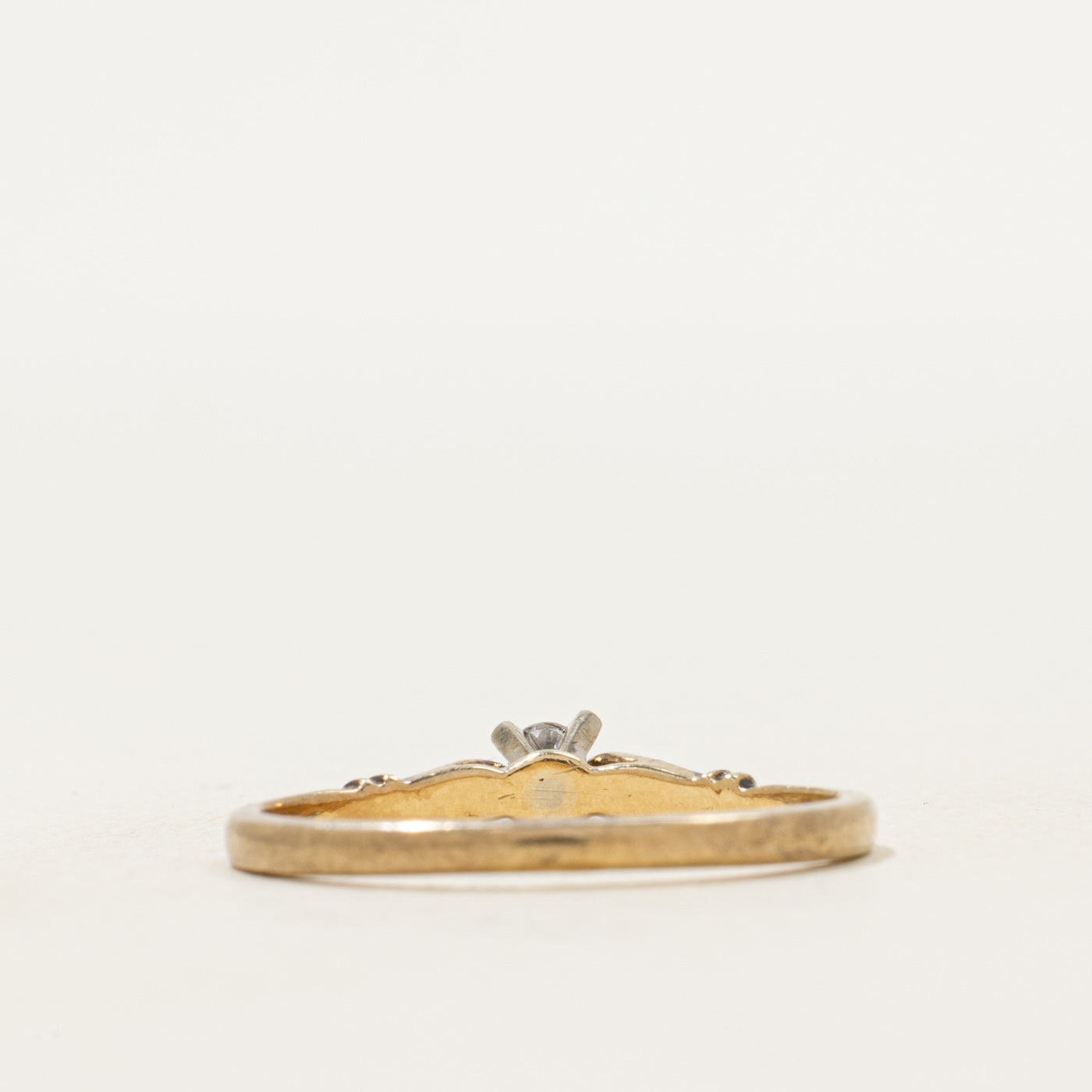 Yellow Gold High Set Diamond Petite Ring | SZ 6.25