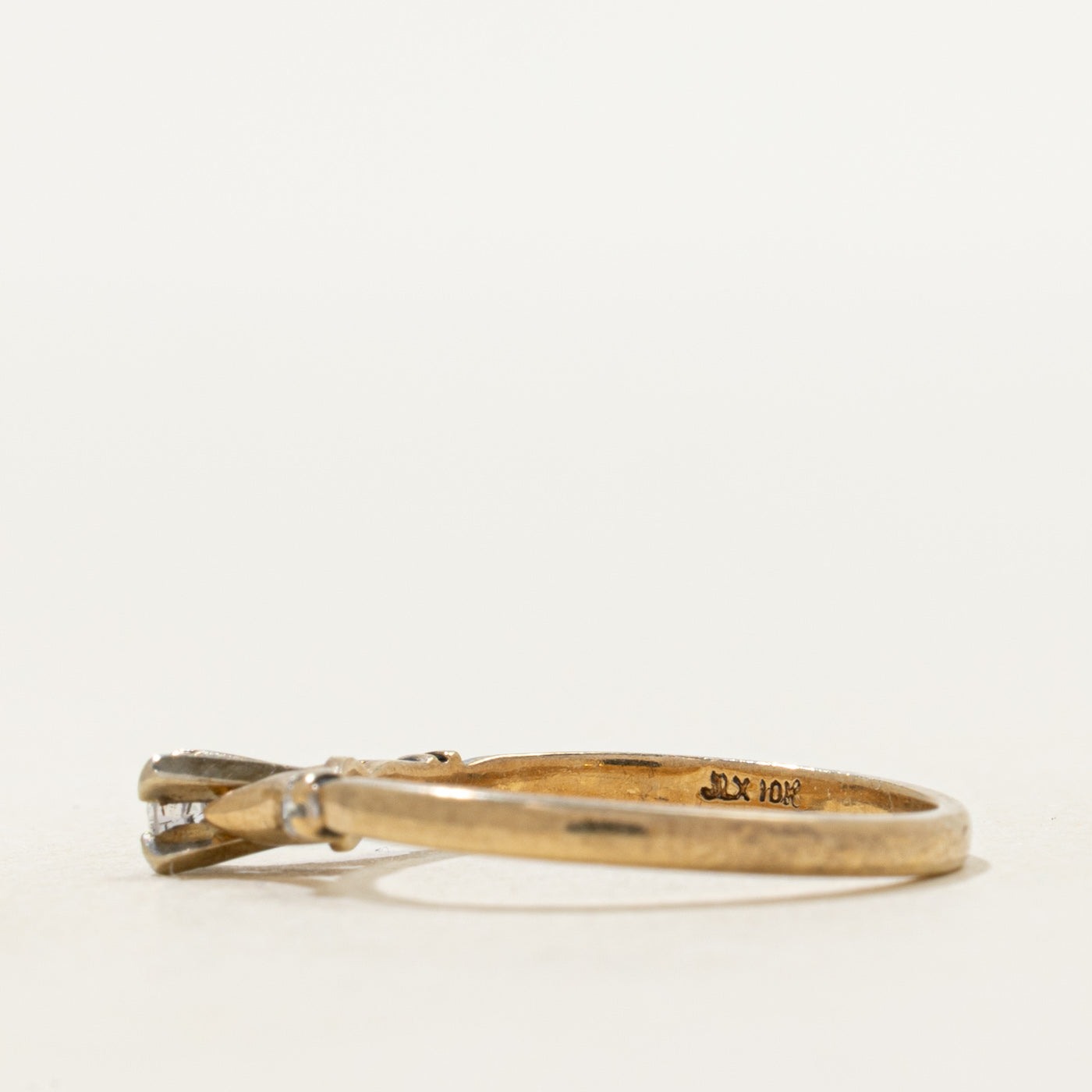 Yellow Gold High Set Diamond Petite Ring | SZ 6.25