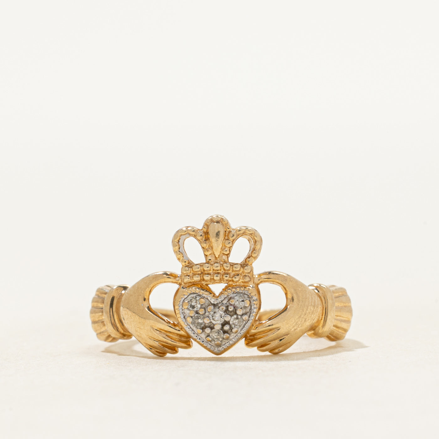 Diamond Cluster Claddagh Ring | SZ 5.25
