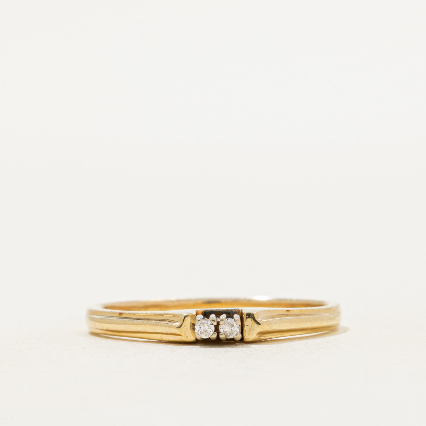 Two Stone Diamond Grooved Ring | SZ 8