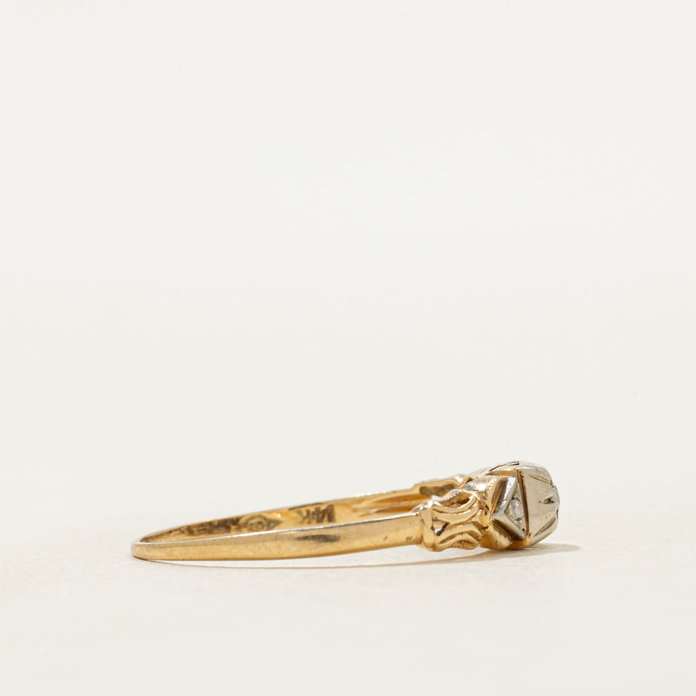 Vintage Canadian Rose Cut Diamond Scrollwork Ring | SZ 8.25