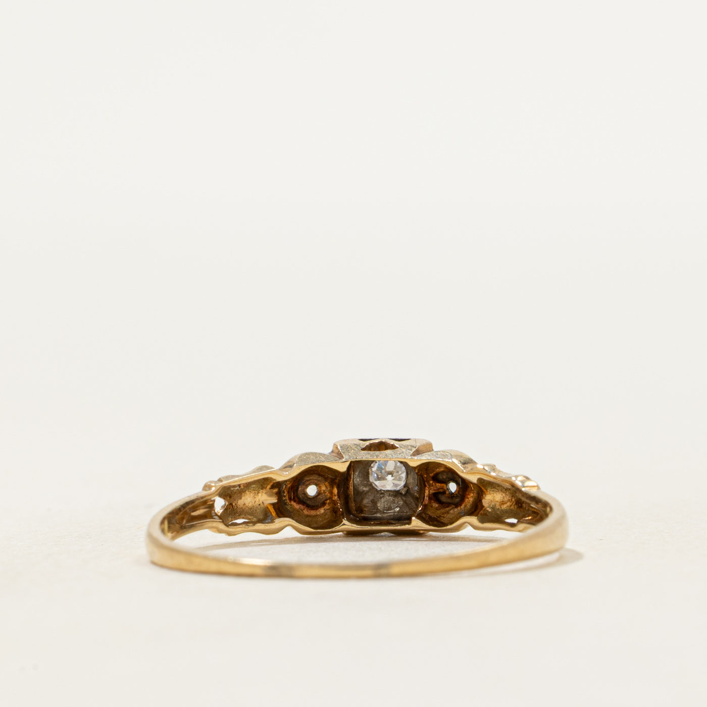 Vintage Canadian Rose Cut Diamond Scrollwork Ring | SZ 8.25