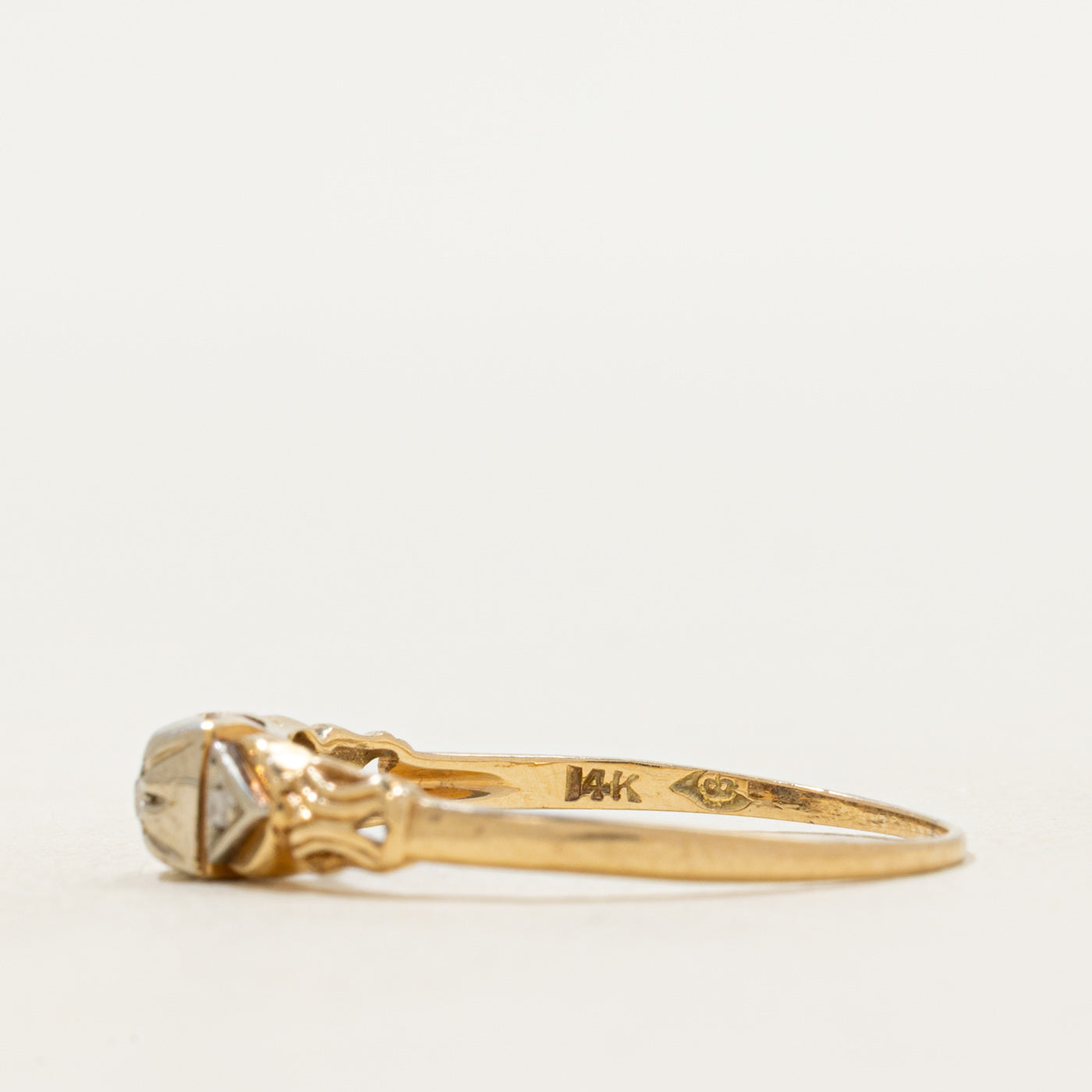 Vintage Canadian Rose Cut Diamond Scrollwork Ring | SZ 8.25