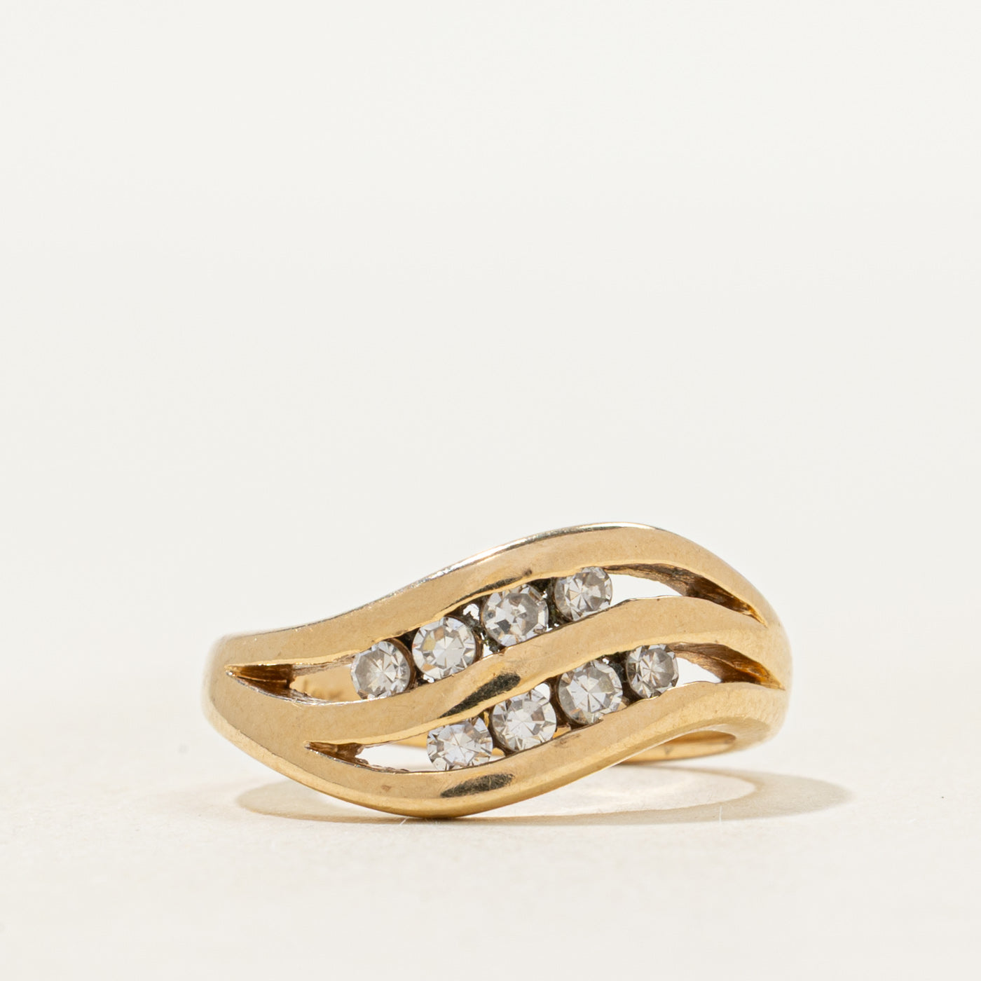 Channel Set Diamond Wave Ring | SZ 2