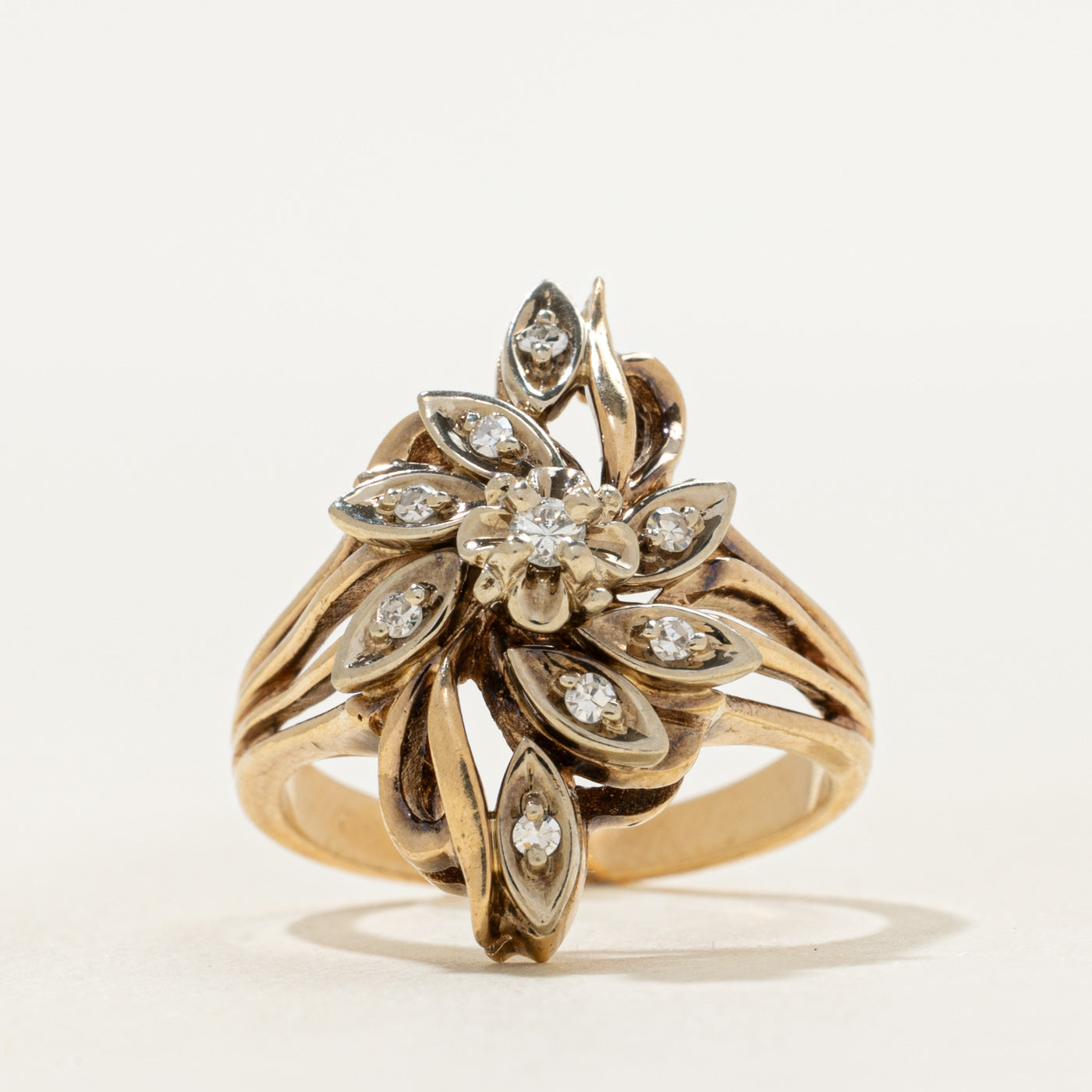 Diamond Floral Cluster Ornate Ring | SZ 5