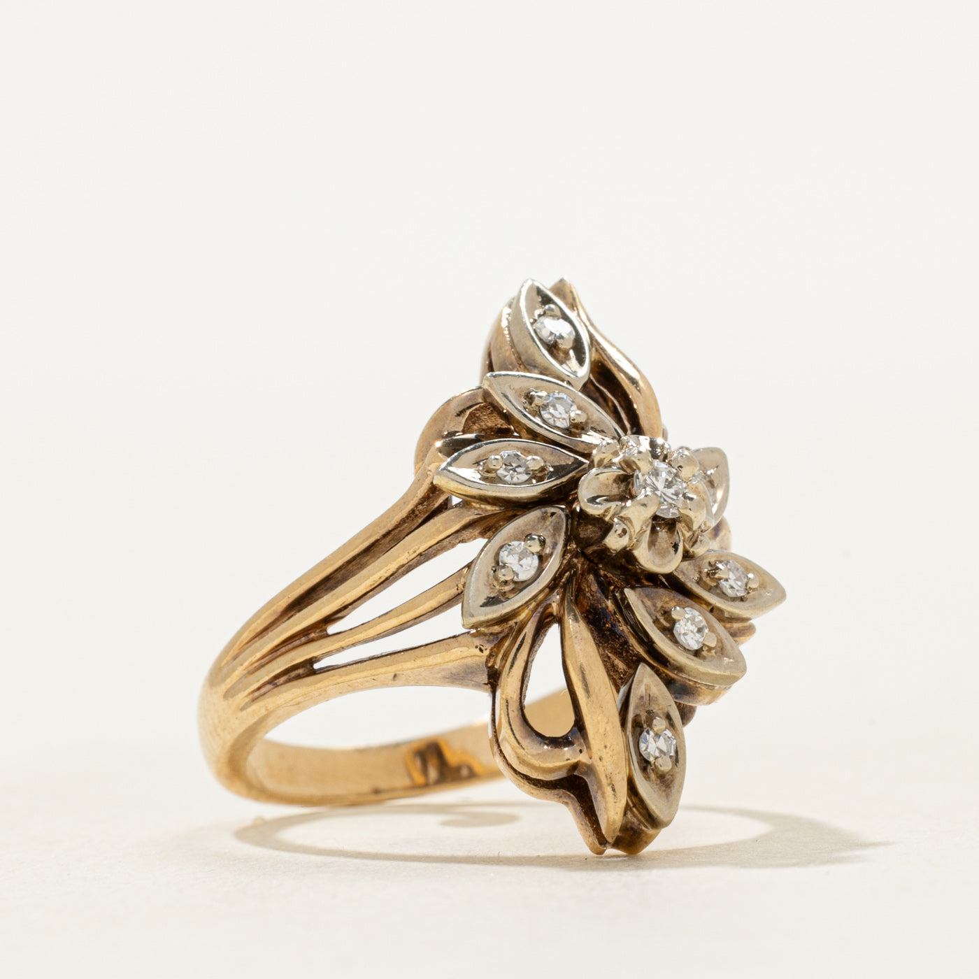 Diamond Floral Cluster Ornate Ring | SZ 5