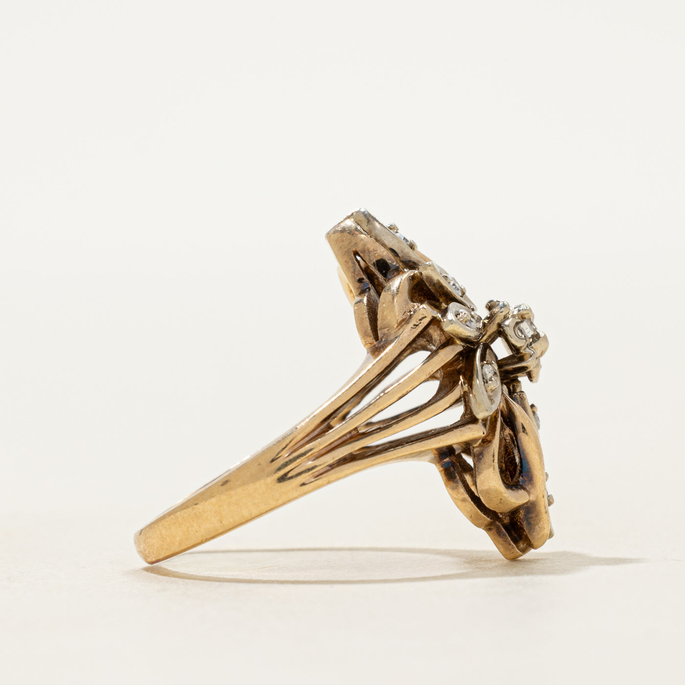 Diamond Floral Cluster Ornate Ring | SZ 5