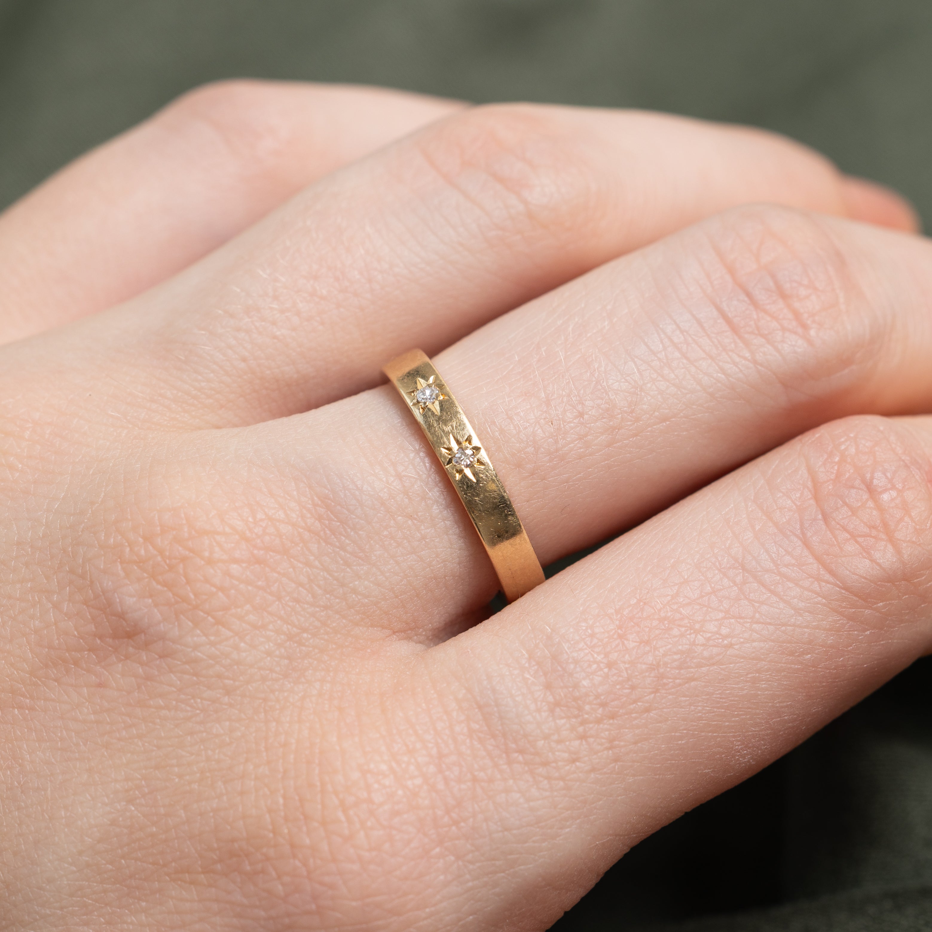 Star Set Two Stone Diamond Band | 3.14mm | SZ 6.5