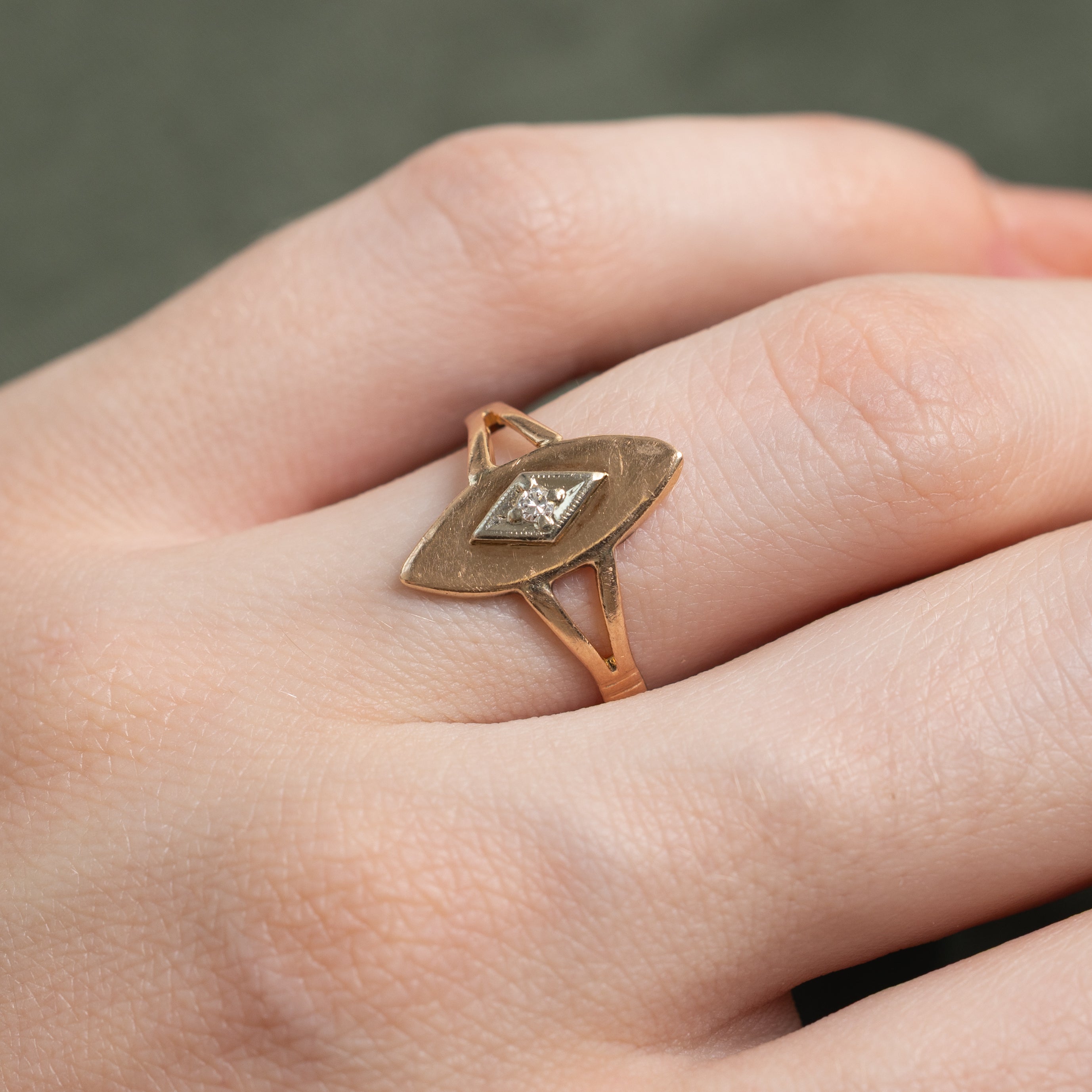 Diamond Open Shank Navette Ring | SZ 6