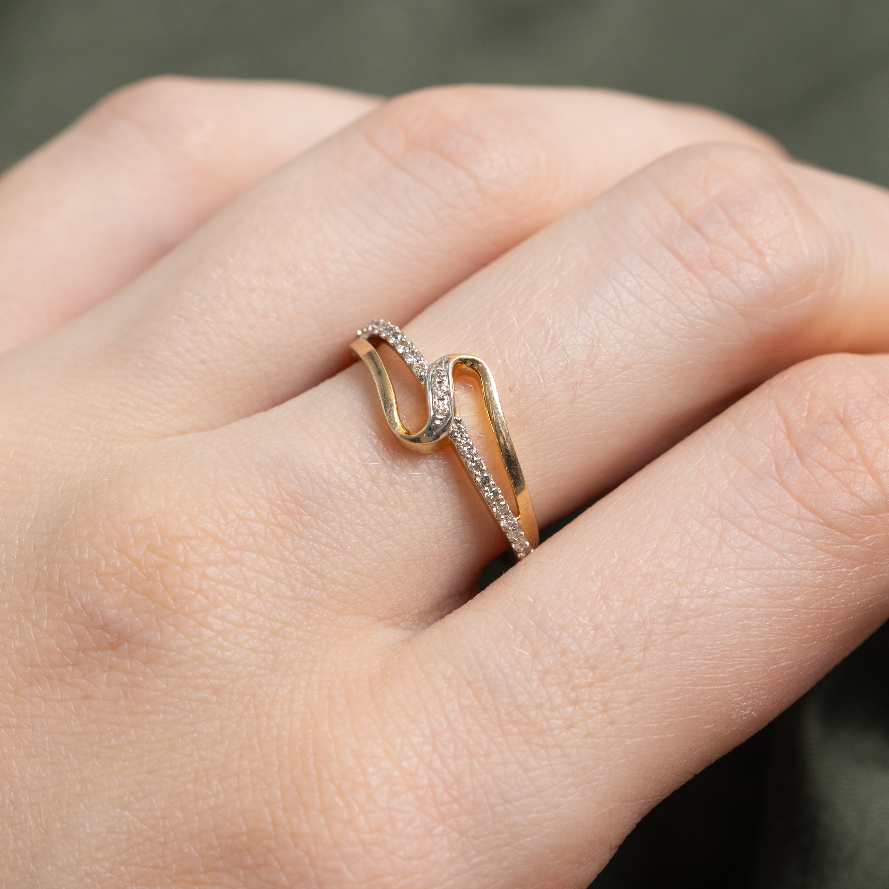 Yellow Gold Diamond Bypass Ring | SZ 6.25