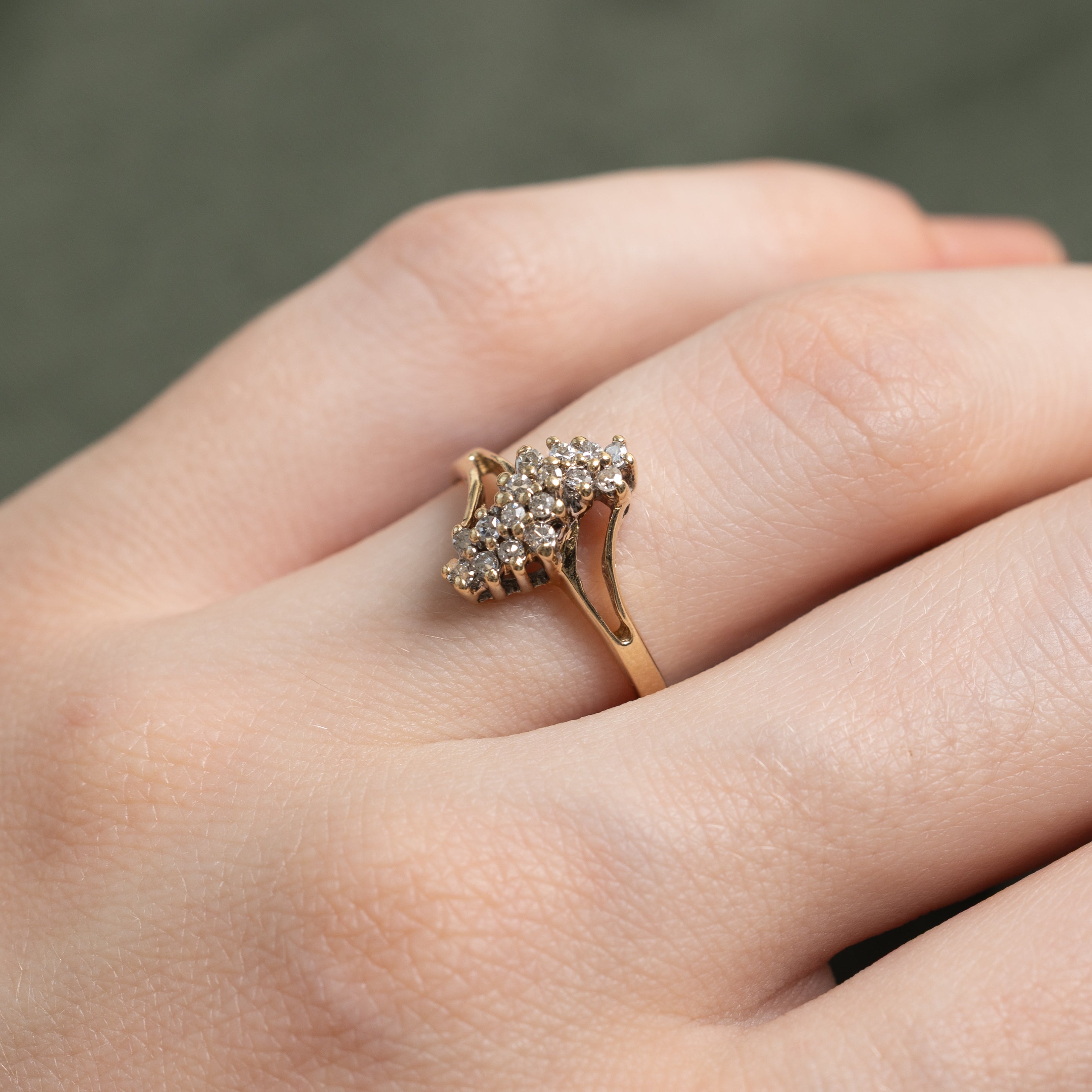 Yellow Gold Diamond Waterfall Ring | SZ 5.5