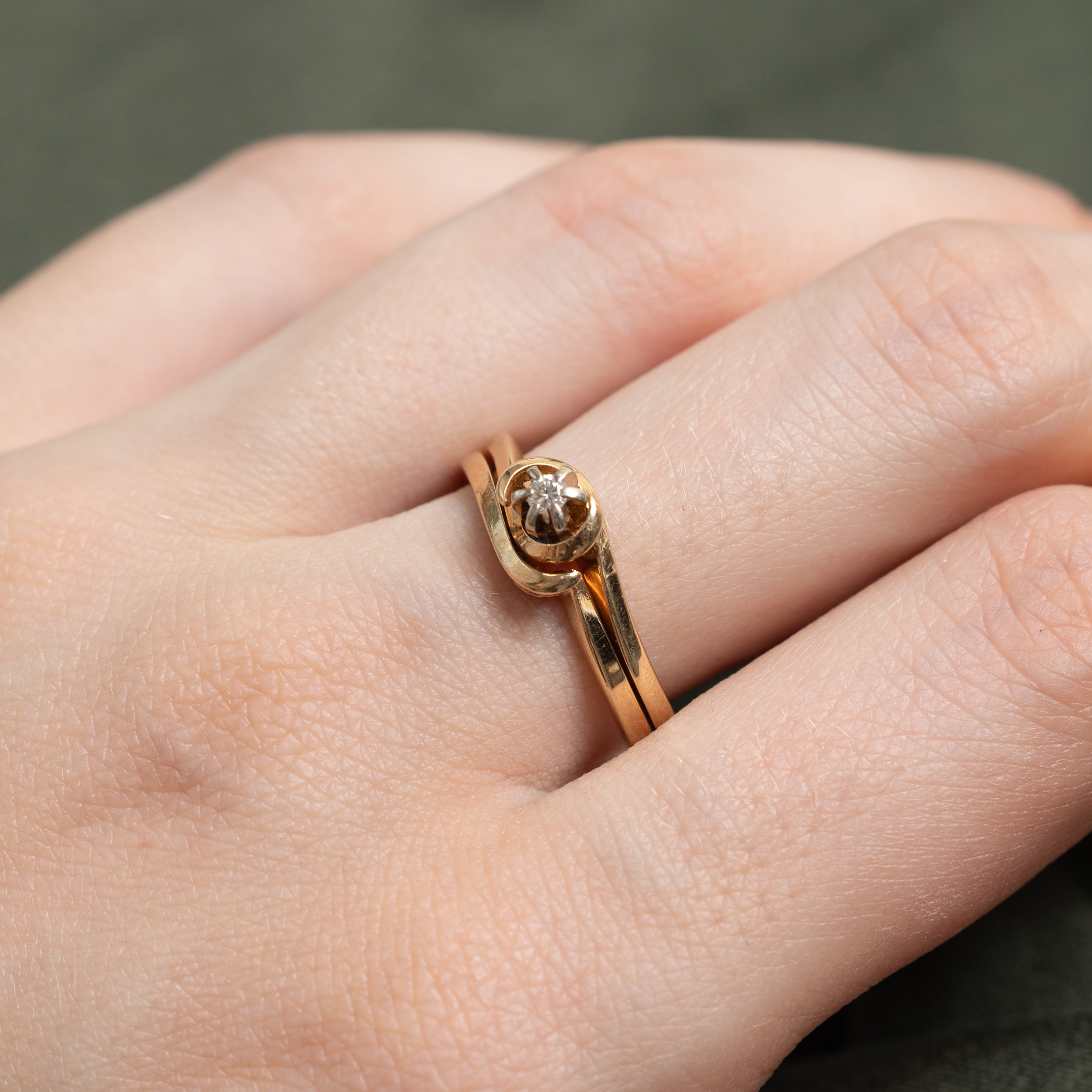 Diamond Soldered Bypass Ring Set | SZ 8.5