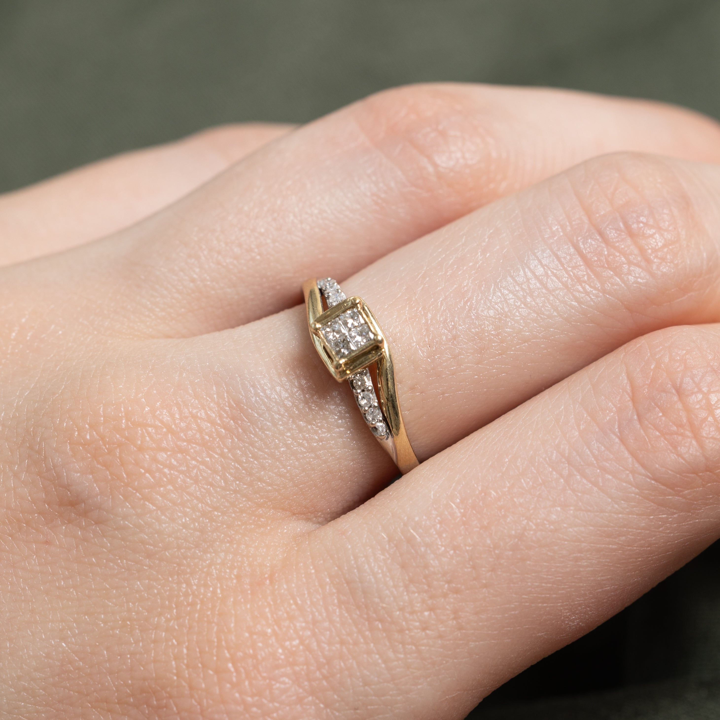 Two Tone Diamond Bypass Ring | SZ 6