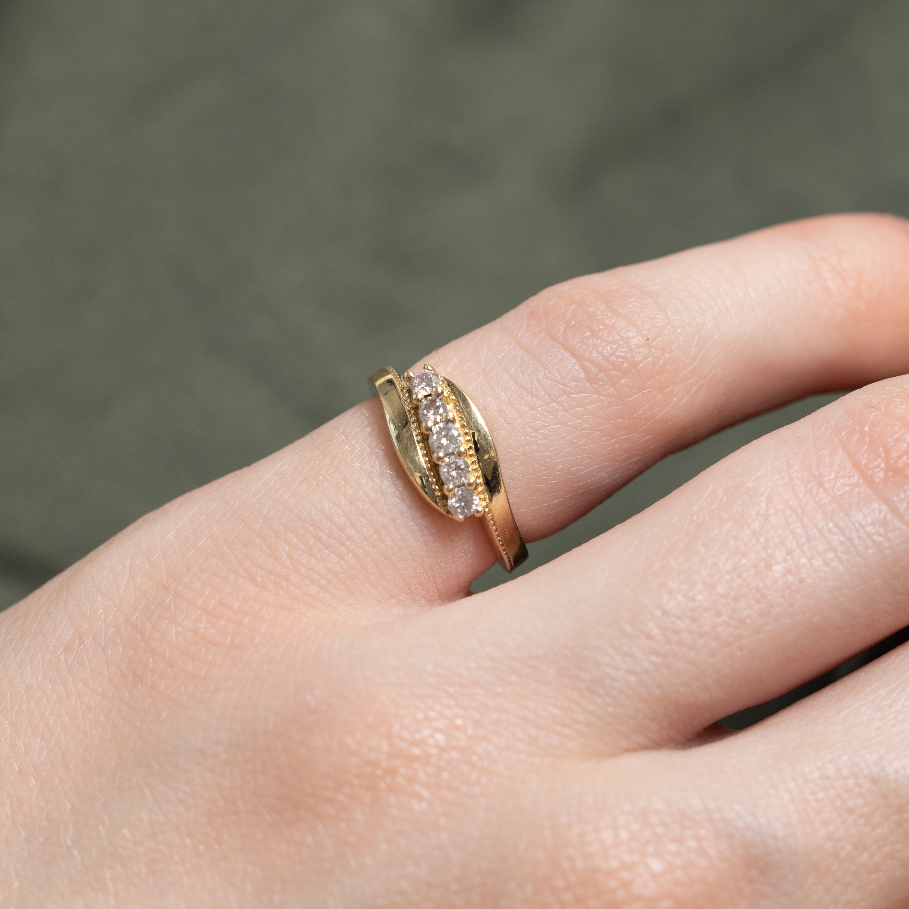 Five Stone Diagonal Diamond Bypass Ring | SZ 2.75