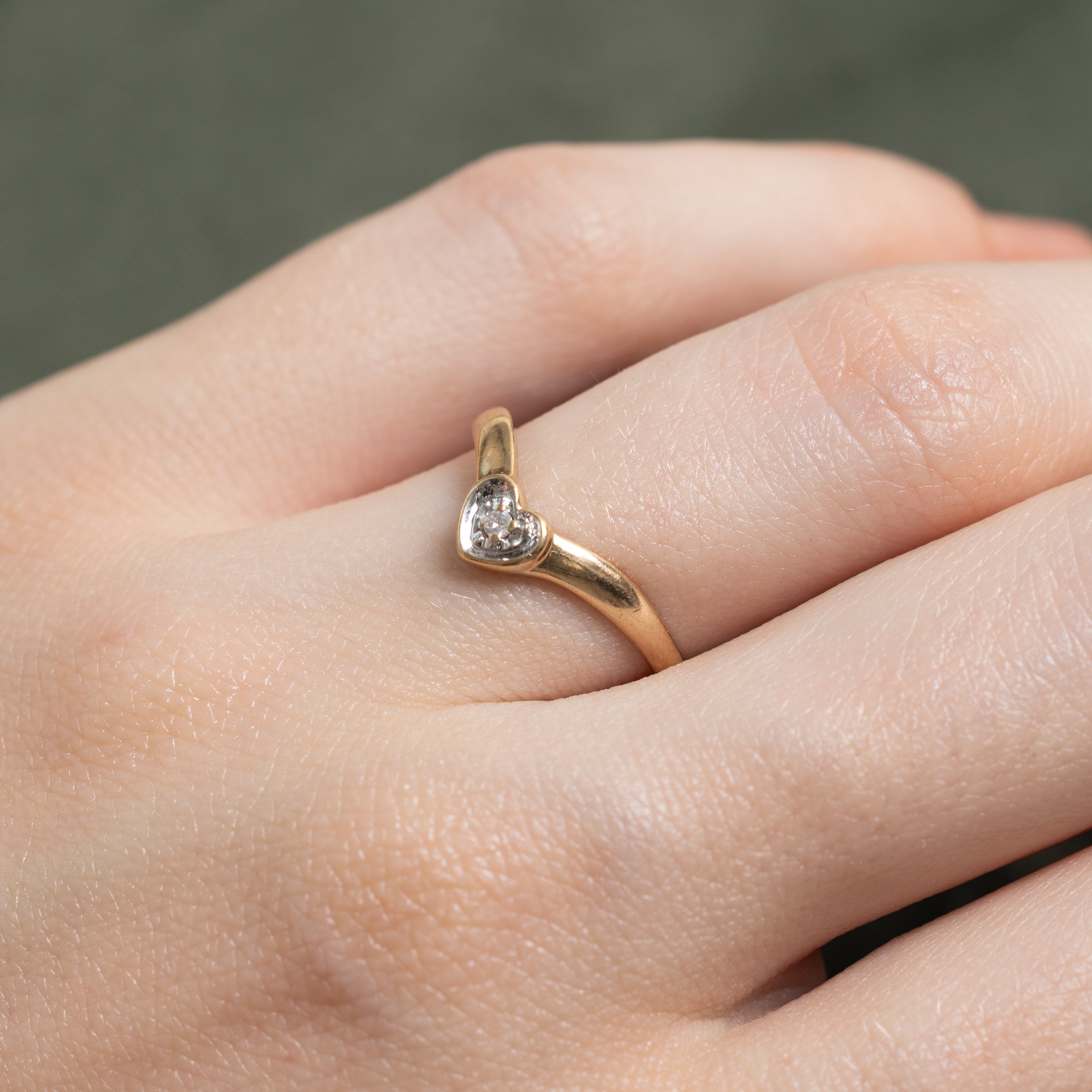 Diamond Heart Chevron Ring | SZ 5.75