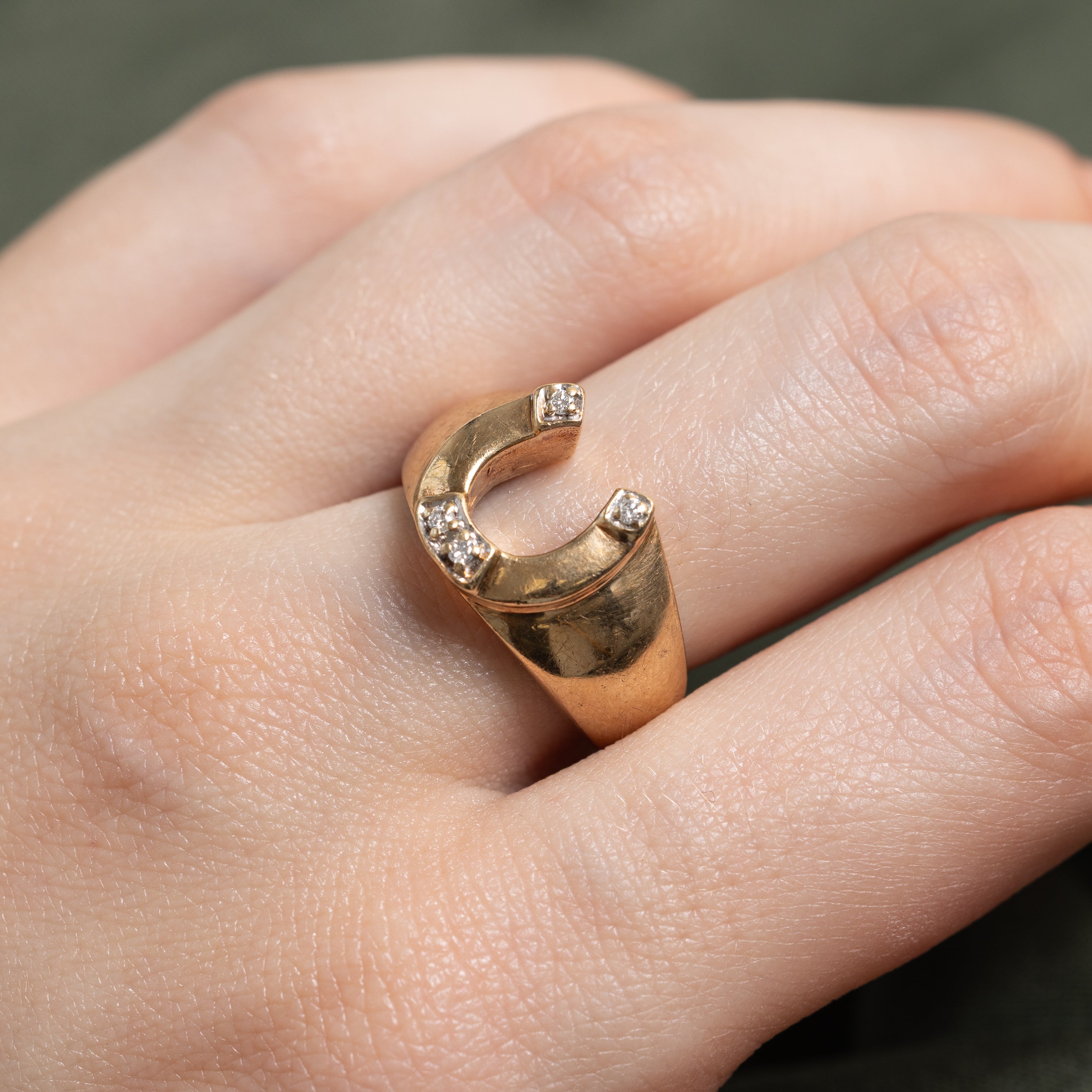 Four Stone Diamond Horseshoe Ring | SZ 7.5