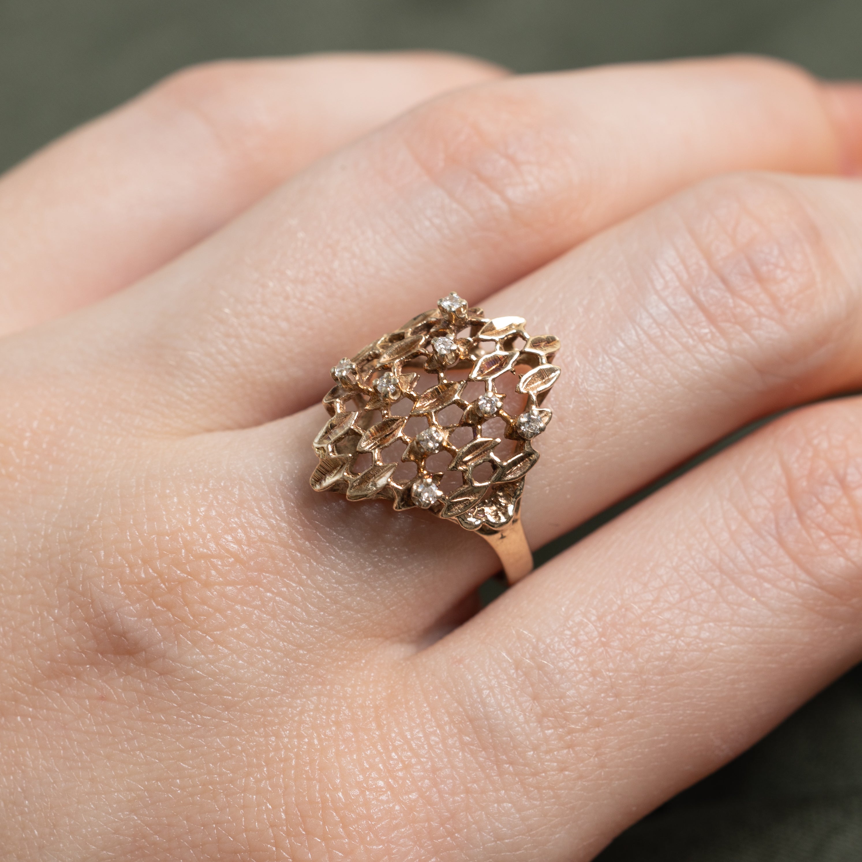 Diamond Honeycomb Openwork Ring | SZ 6.75