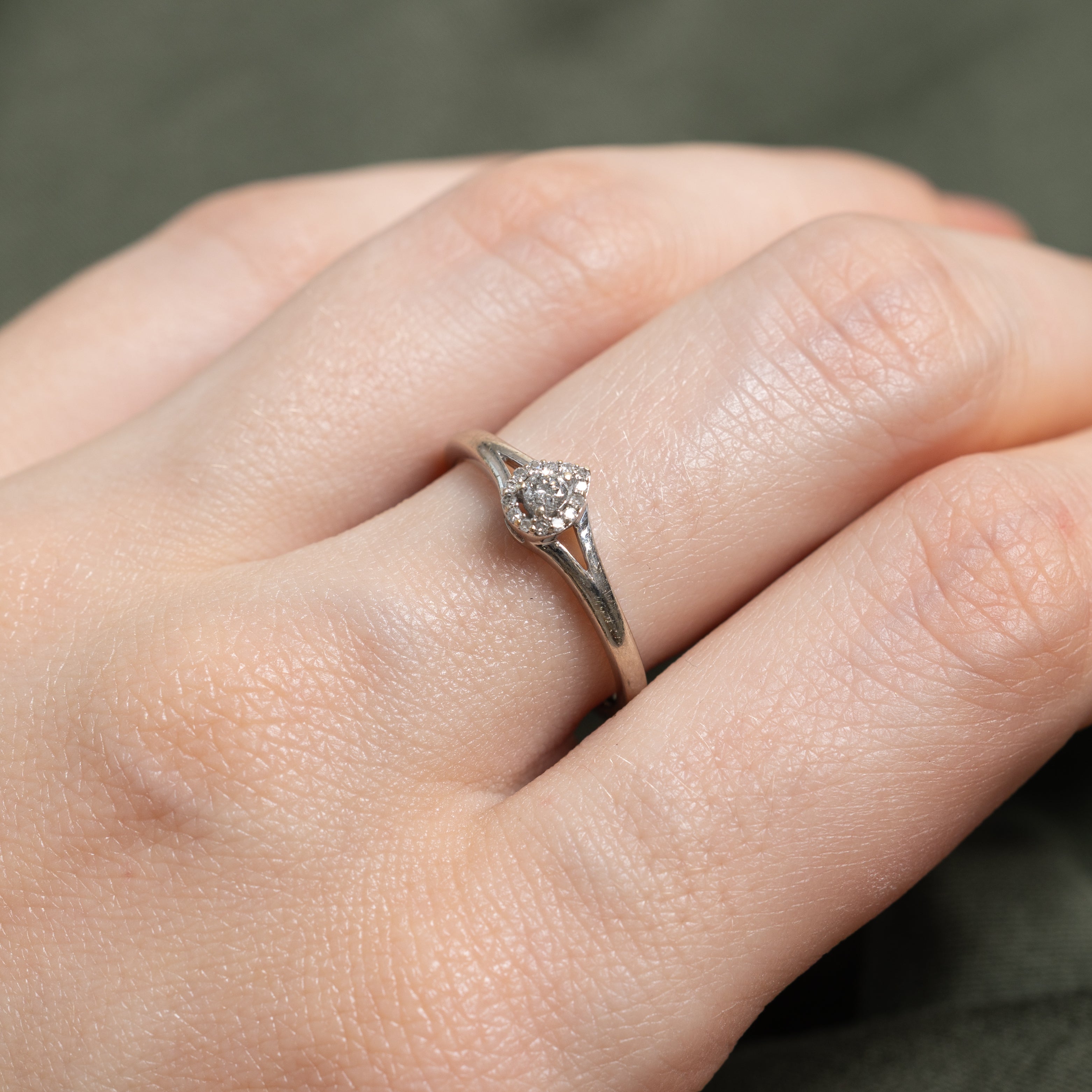Diamond Halo Pear Shaped Ring | SZ 7