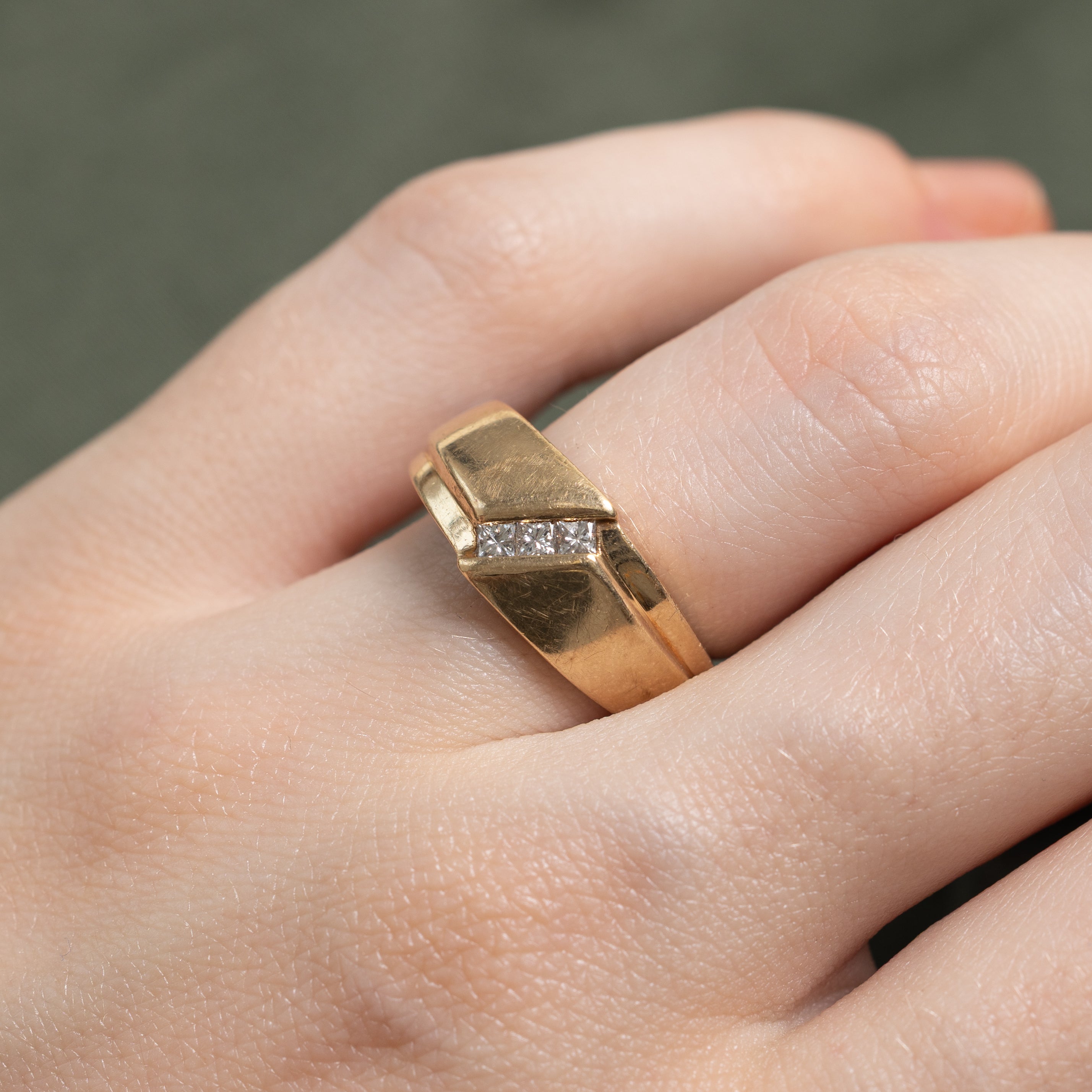 Three Stone Diagonal Princess Cut Diamond Band | SZ 6