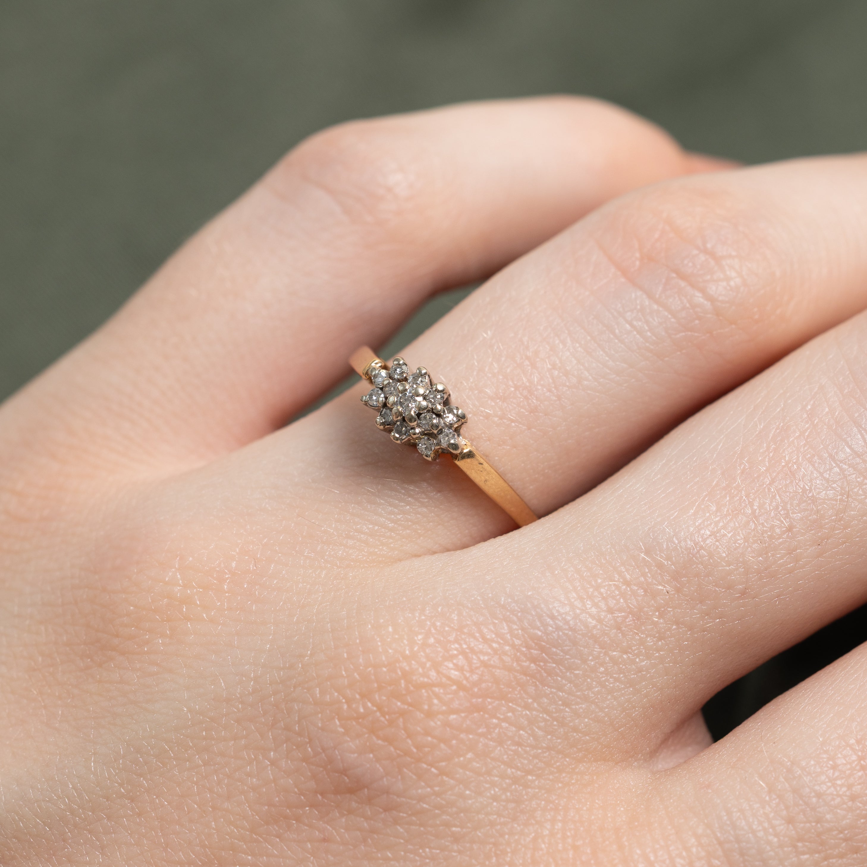 Yellow Gold Diamond Cluster Ring | SZ 6.5