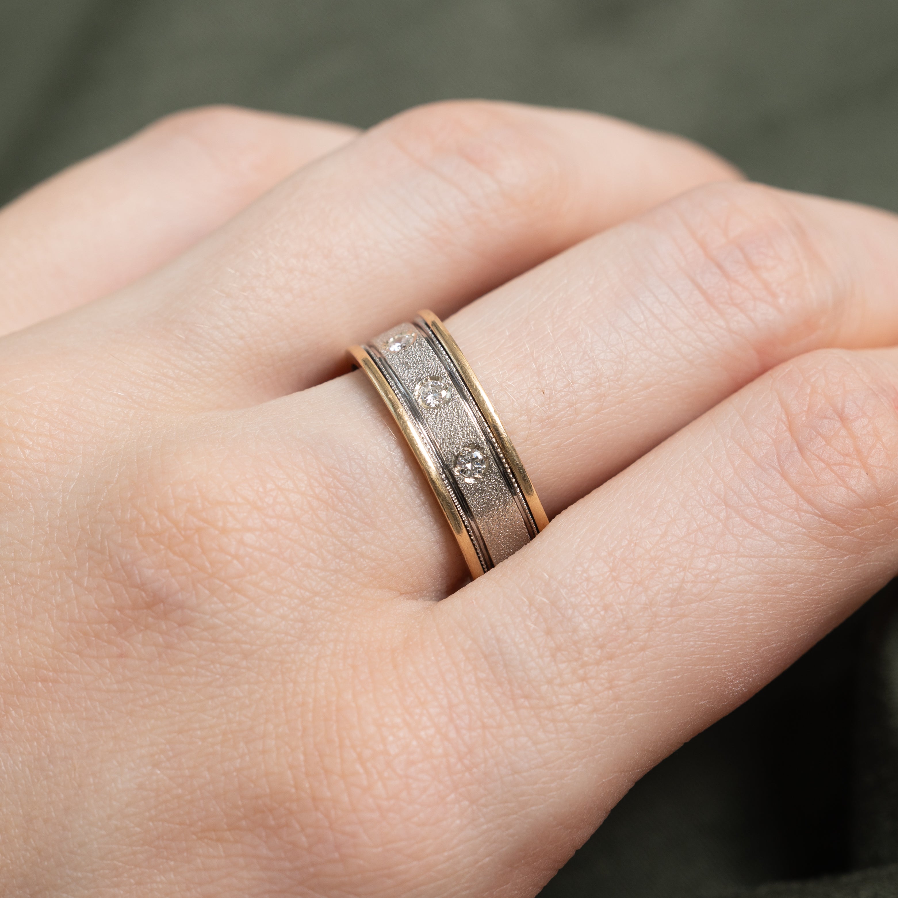 Two Tone Flush Set Diamond Band | 6.83mm | SZ 8.5