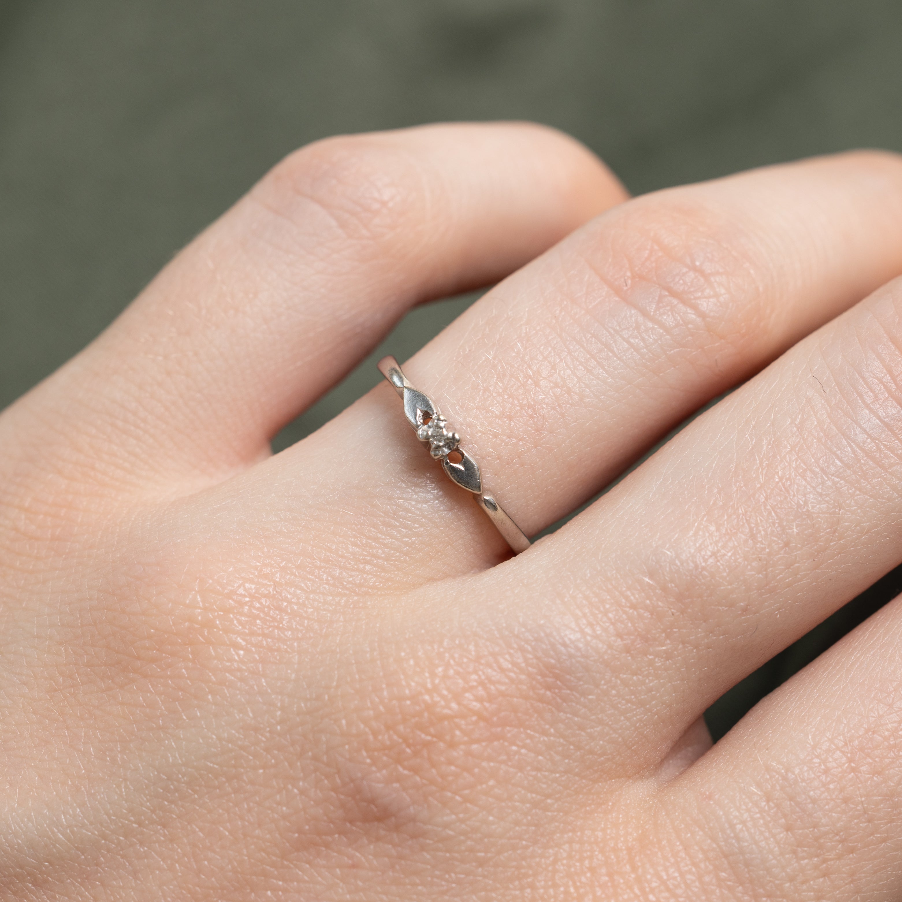 White Gold Diamond Petite Heart Ring | SZ 5