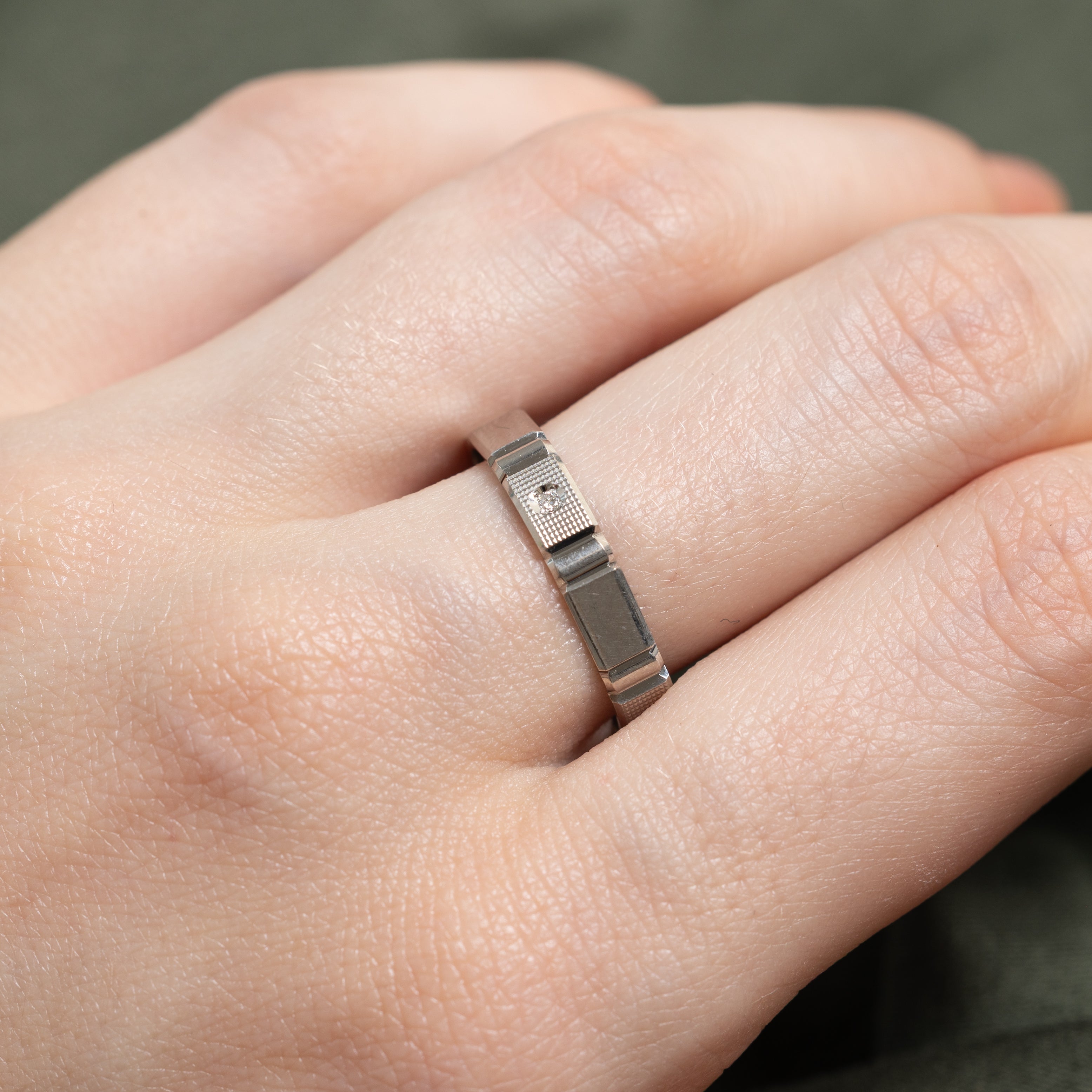 Diamond Textured Geometric Band | 3.80mm | SZ 9