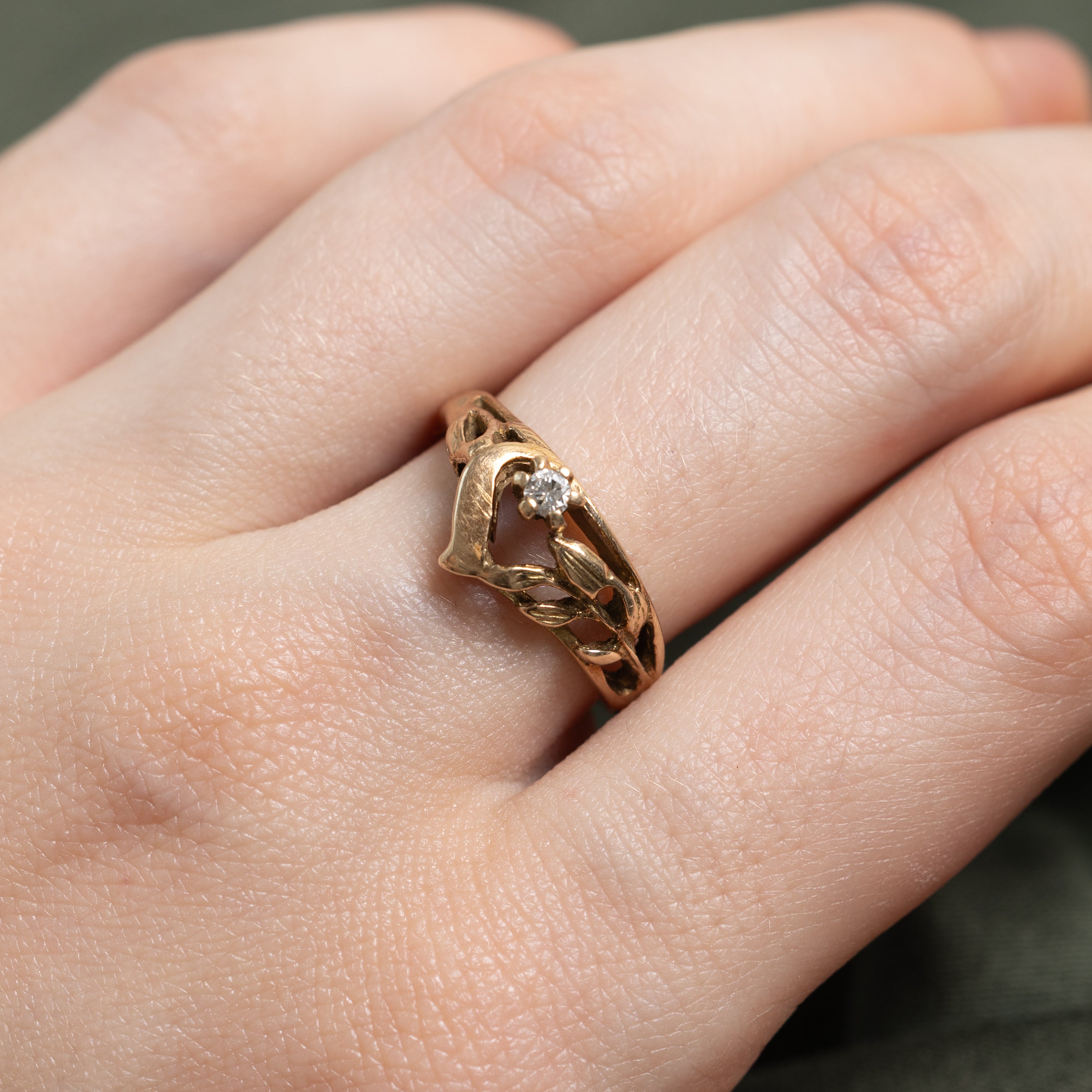 Diamond Nature Motif Openwork Ring | SZ 7