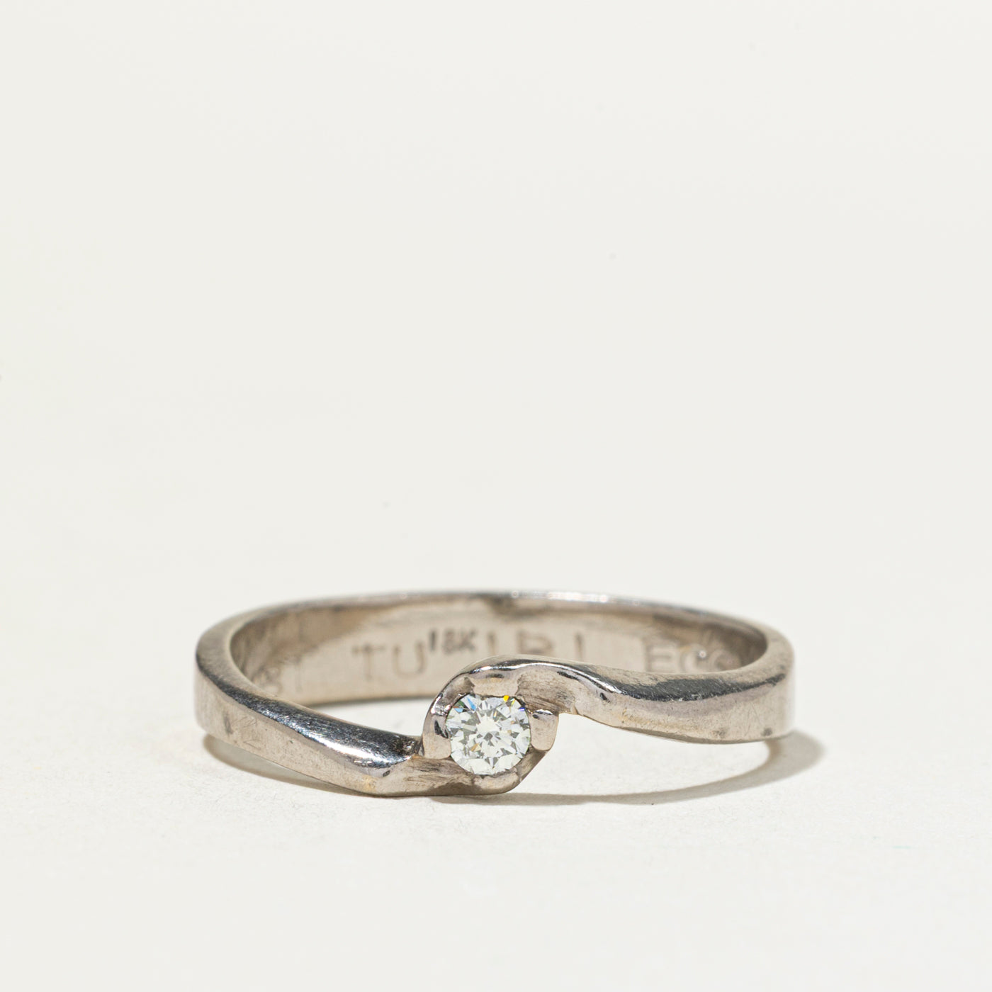 18k Solitaire Diamond Bypass Ring | SZ 6.5