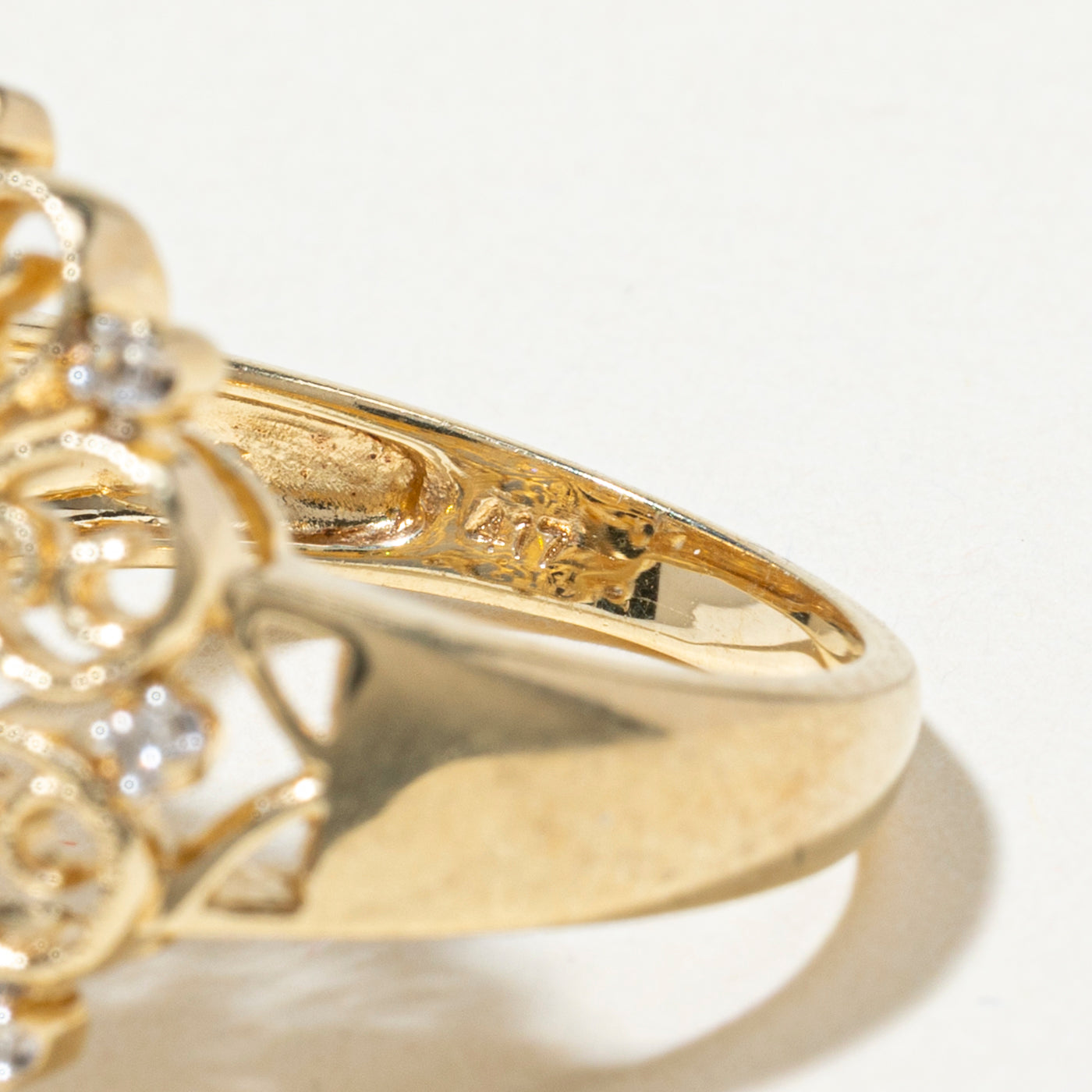 Diamond Scrollwork Cocktail Ring | SZ 6.5