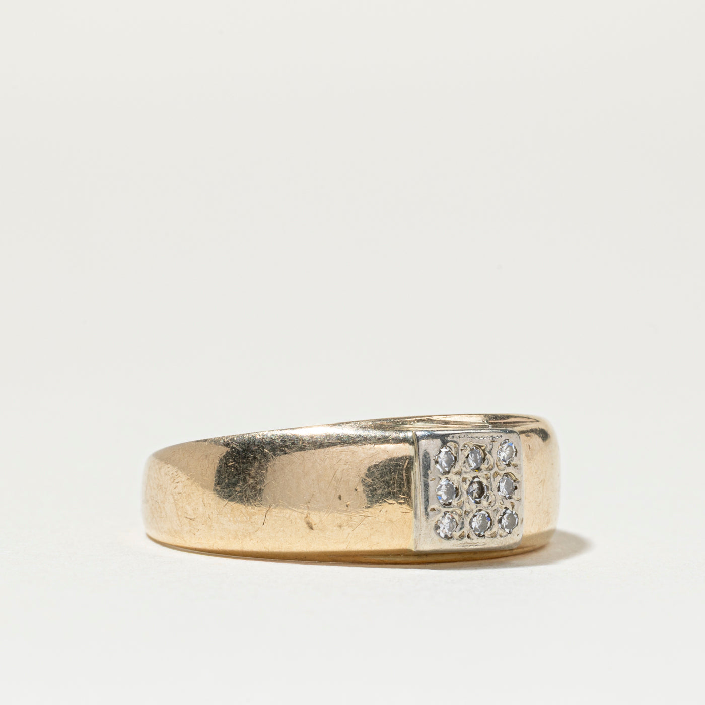 Diamond Grid Signet Ring | SZ 9.75