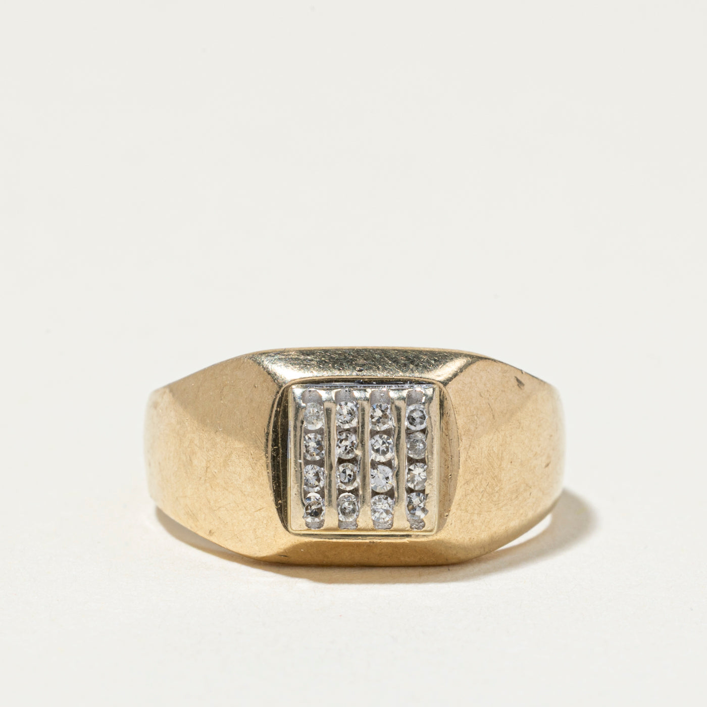 Diamond Grid Signet Ring | SZ 5.5