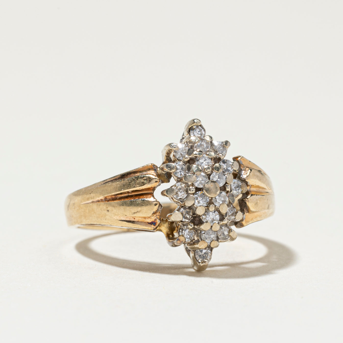 Diamond Marquise Cluster Grooved Ring | SZ 3.5