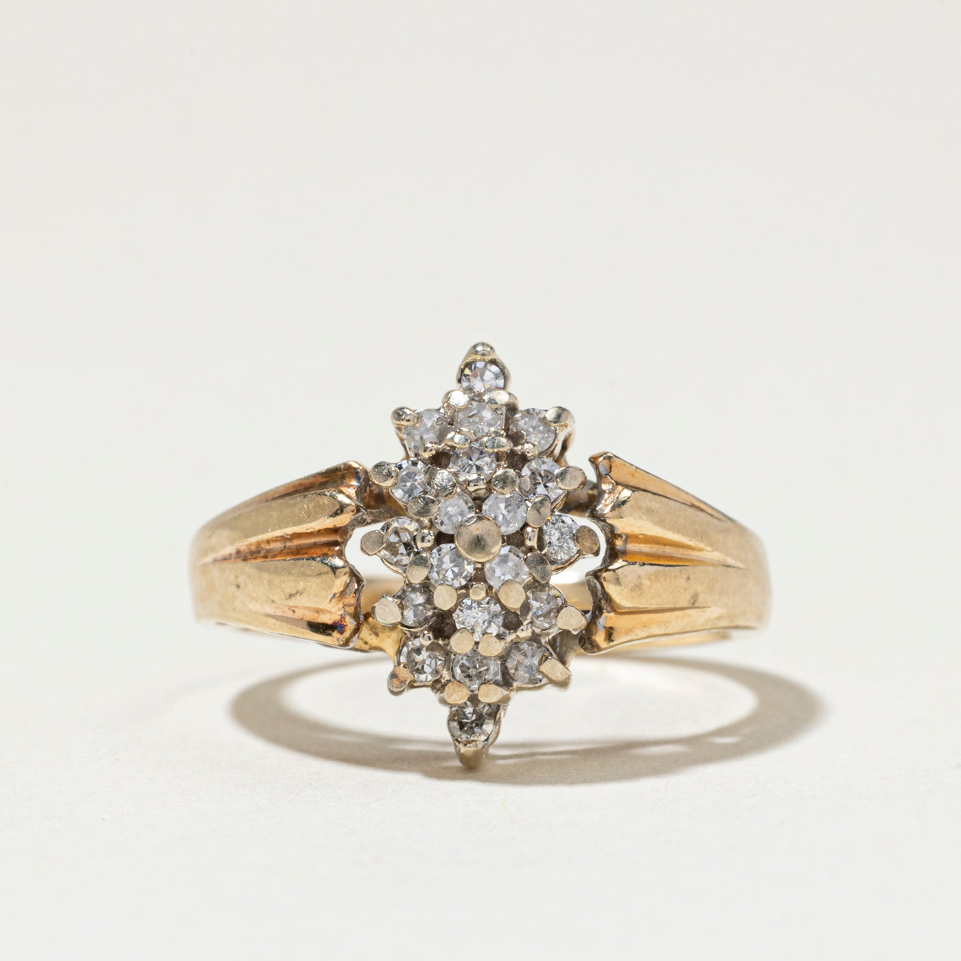 Diamond Marquise Cluster Grooved Ring | SZ 3.5