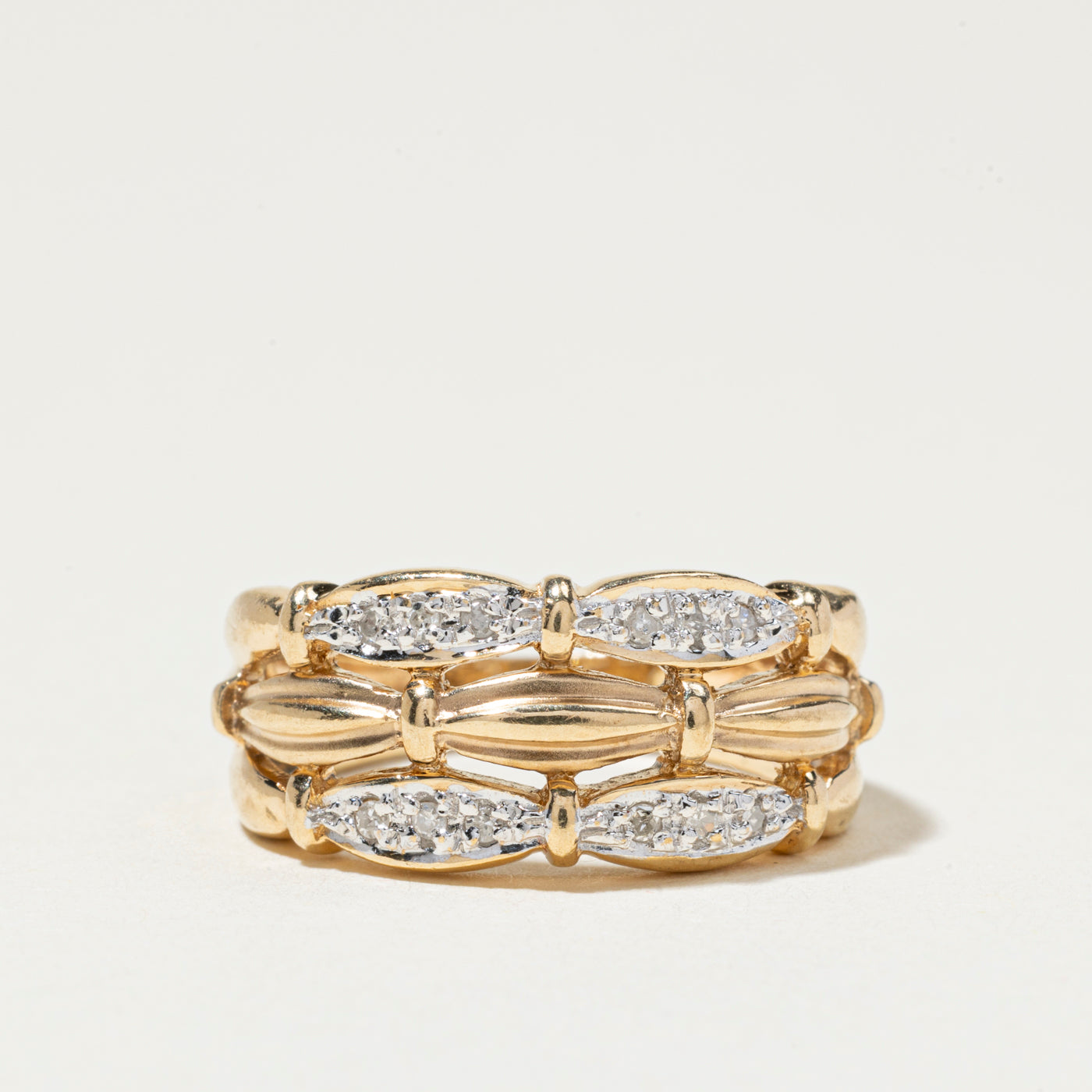 Pave Set Diamond Textured Ring | SZ 4.75