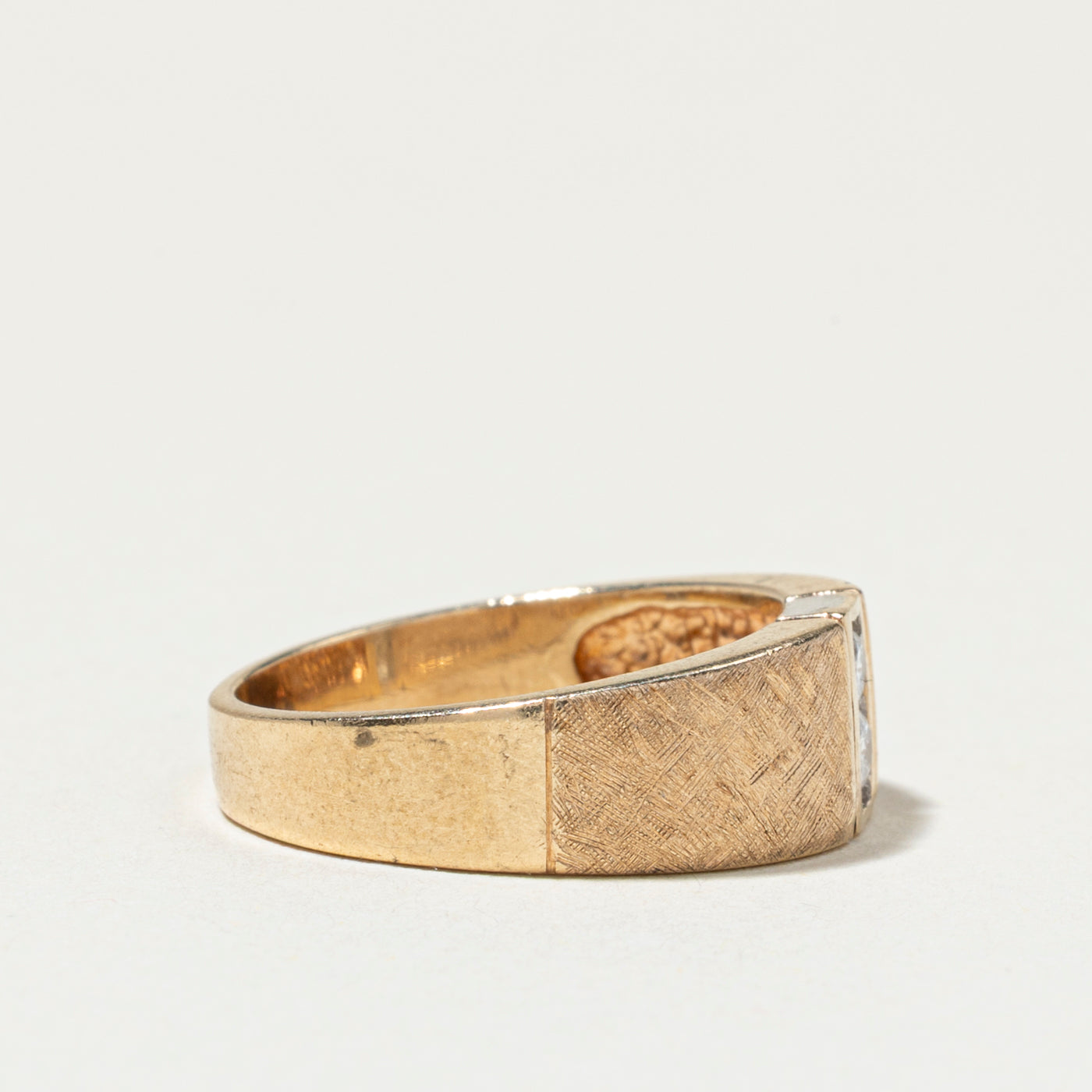 Two Stone Diamond Textured Band | SZ 5.5