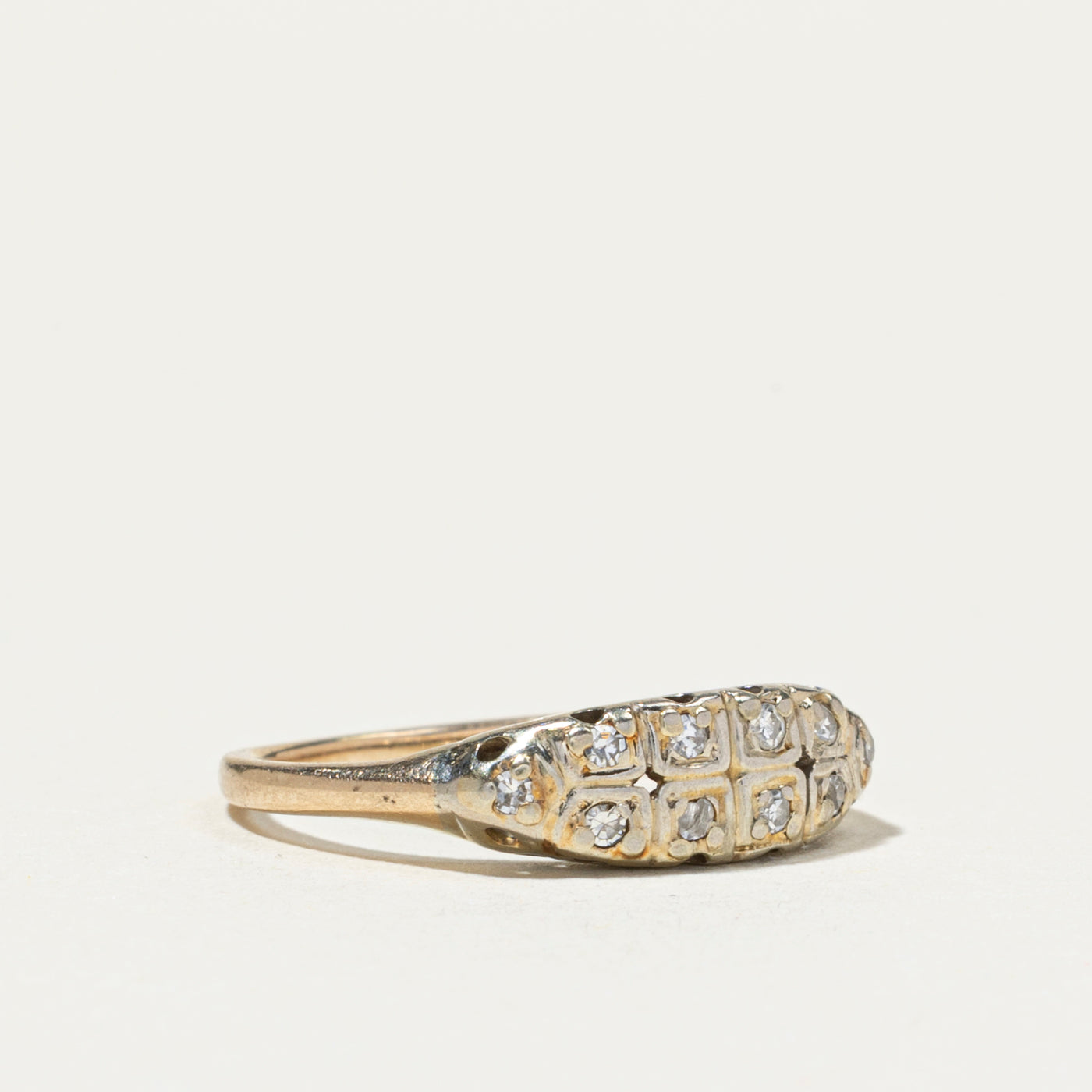 Double Row Diamond Boat Shaped Ring | SZ 4.5